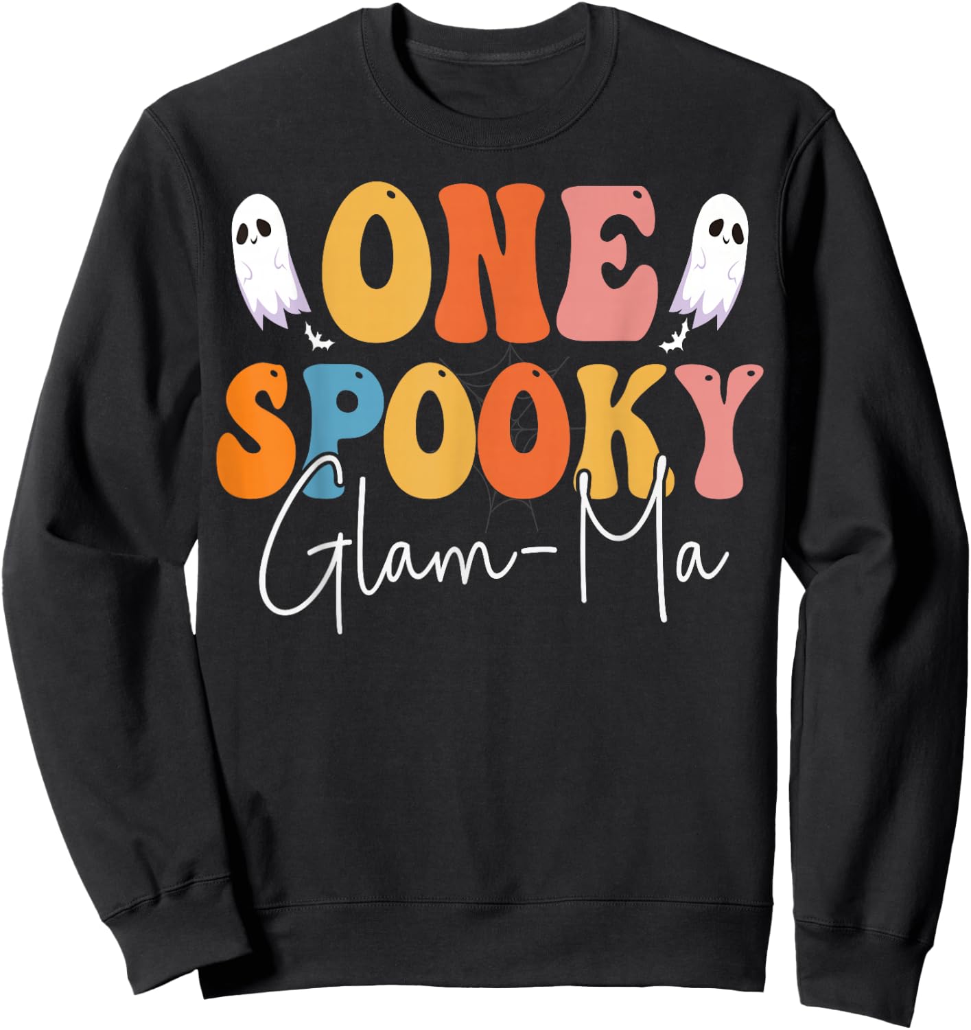 One Spooky Glam-Ma Groovy Funny Women Ghost Boo Halloween Sweatshirt - Sweatshirt | Black
