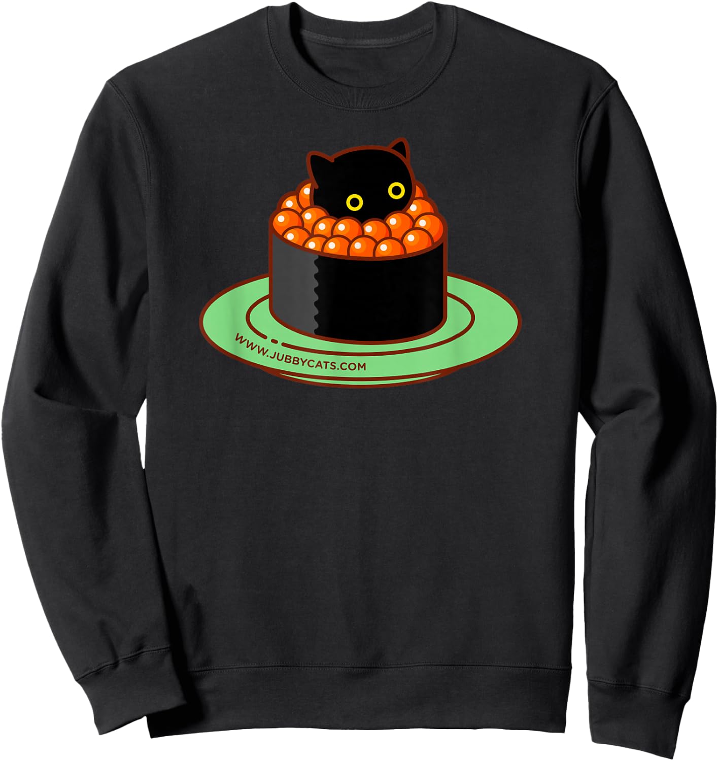 Sushi Cats - IKURA (Salmon Roe) Kawaii, Cute, Japanese Food Sweatshirt - Sweatshirt | Black