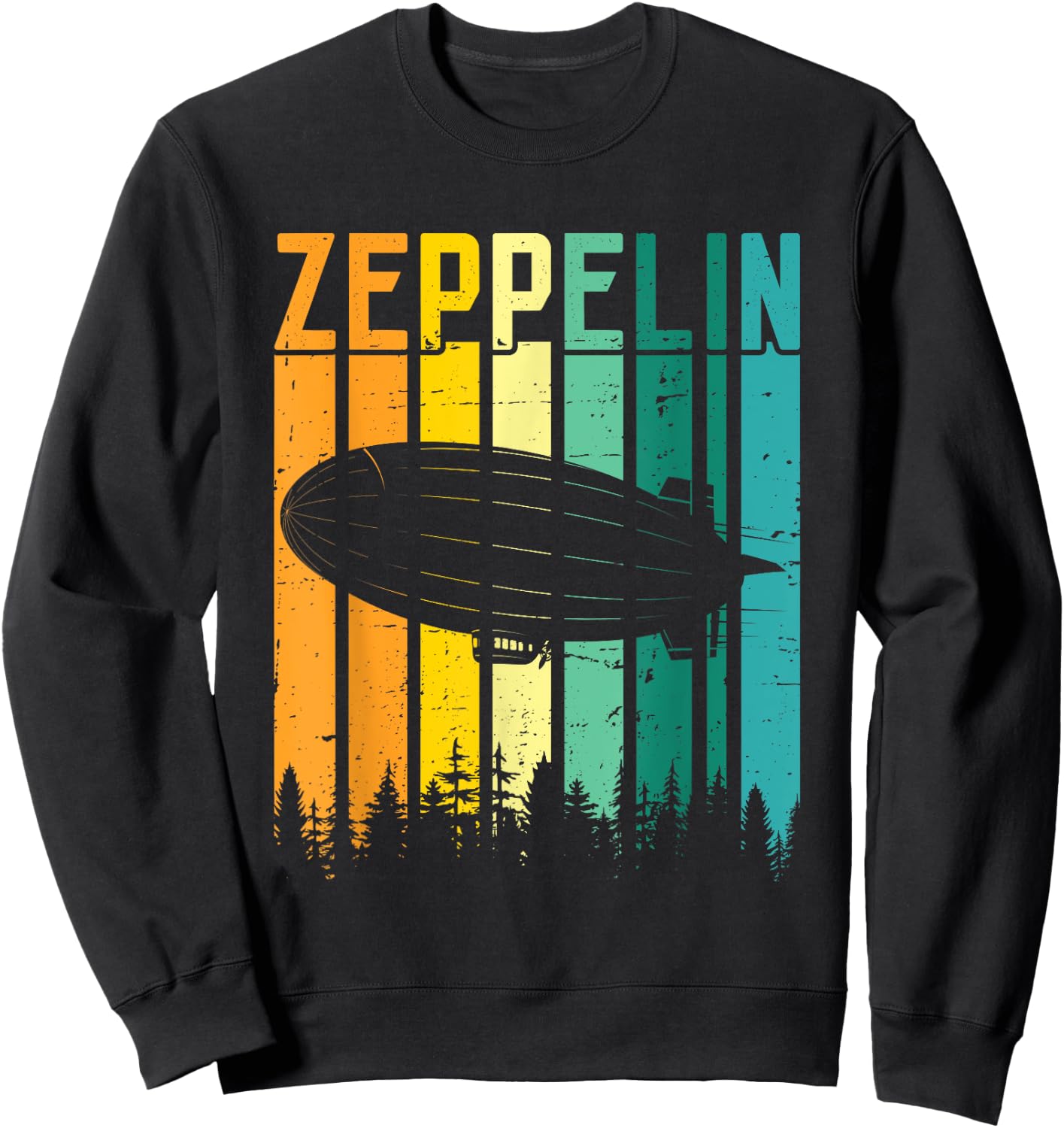 Retro Zeppelin 70s 80s Dirigible Airship Zepelin Zepplin Sweatshirt - Sweatshirt | Black