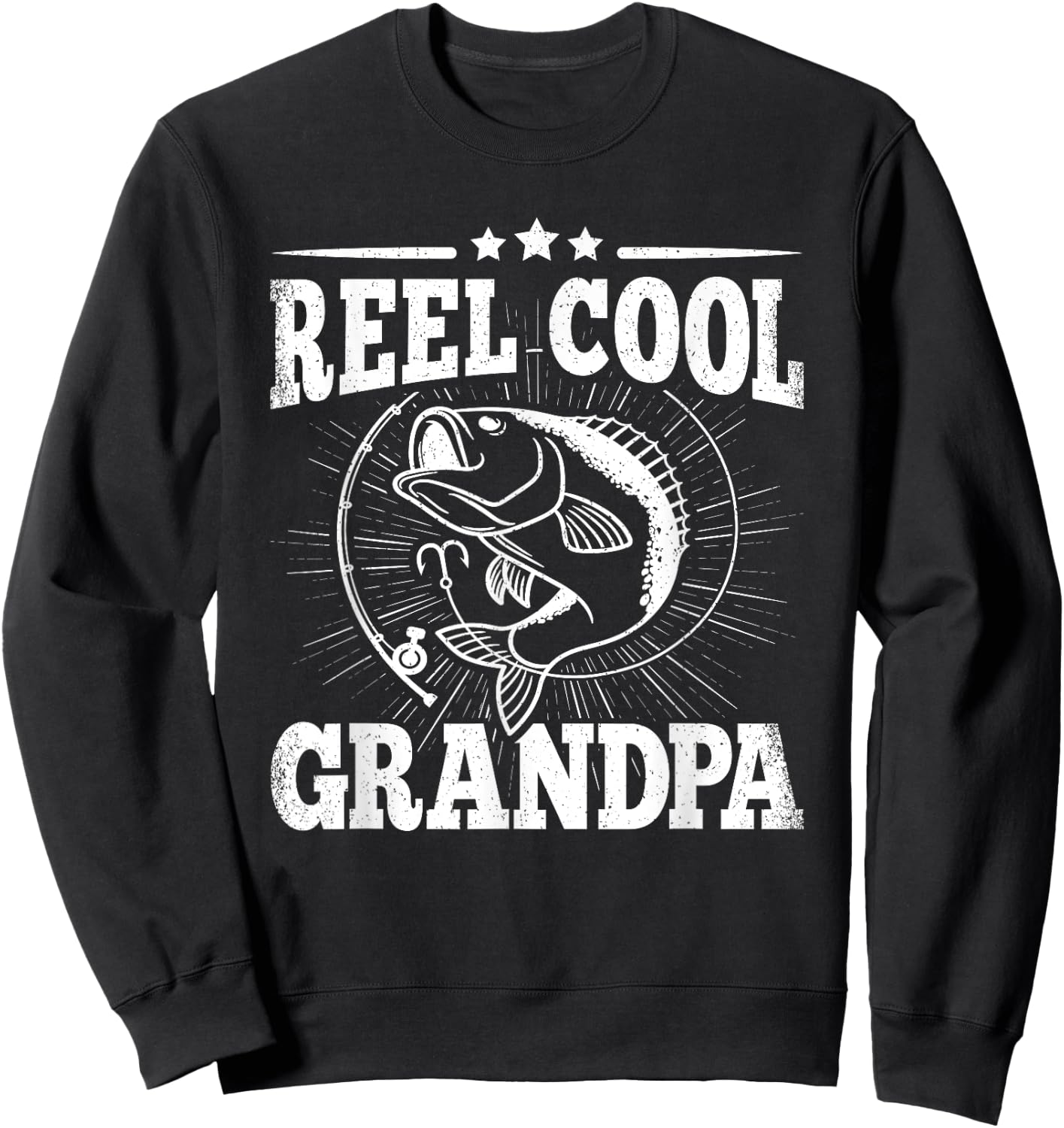 Funny Fishing Vintage Reel Cool Grandpa Grandfather Men Sweatshirt - Sweatshirt | Black