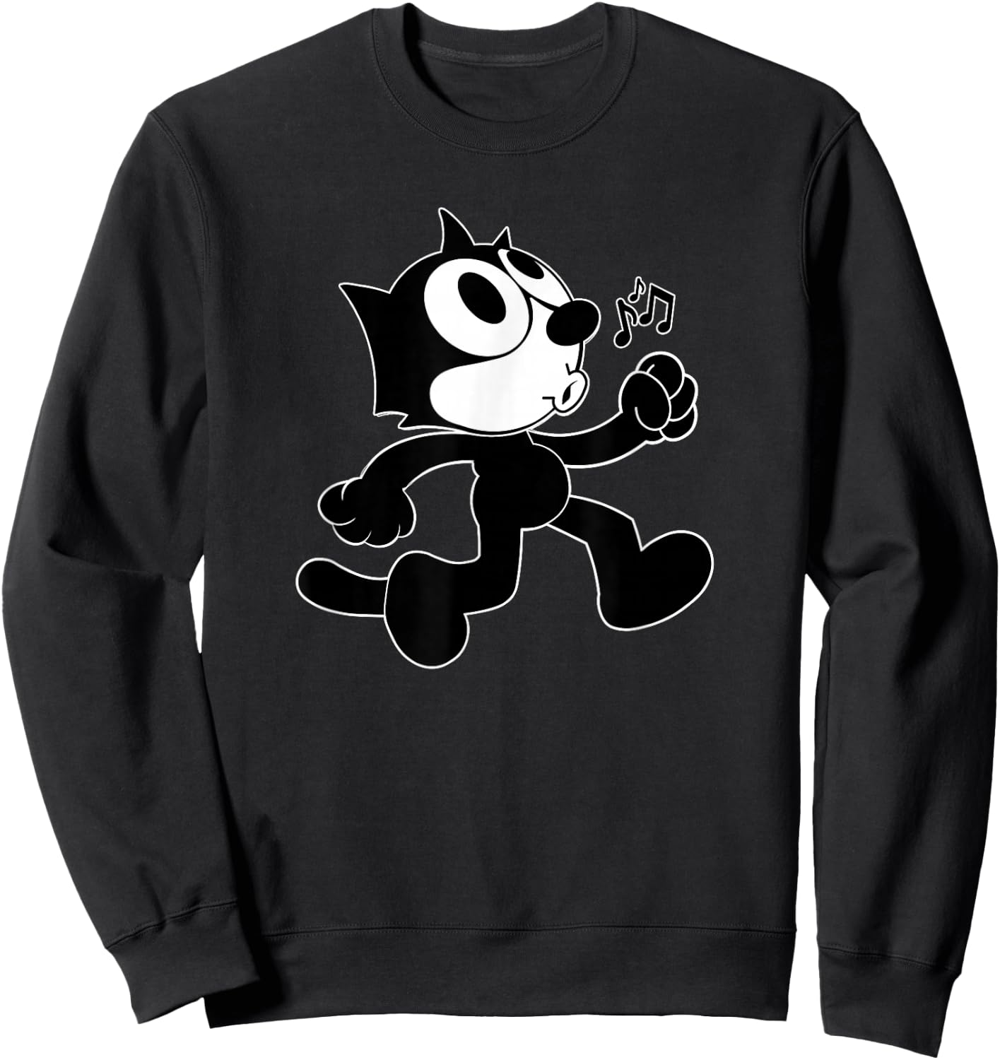 Felix Cartoon Whistling and Walking Music Notes Felix Sweatshirt - Sweatshirt | Black