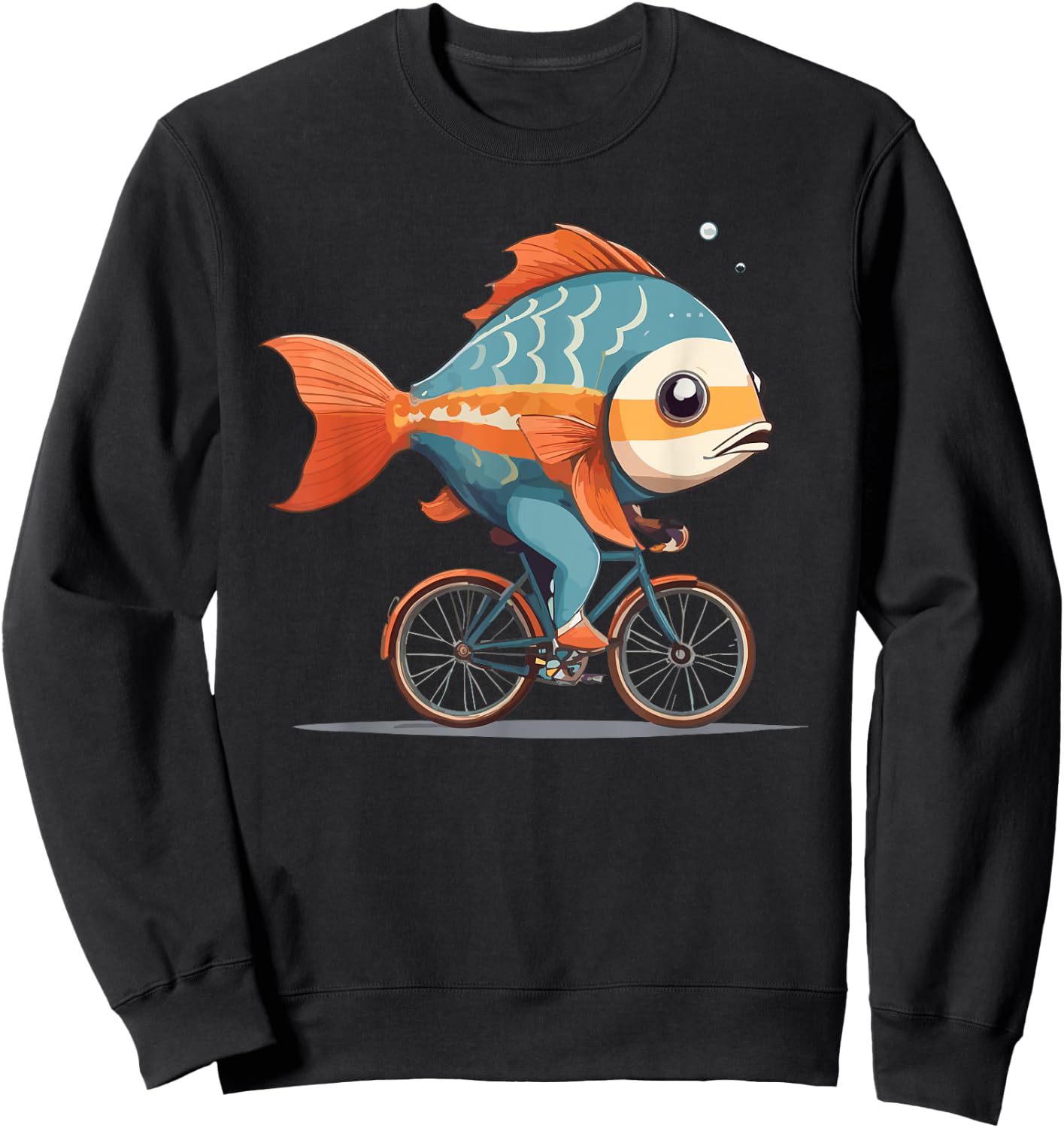 Cute Fish riding a bike, Fish and Bike Sweatshirt - Sweatshirt | Black