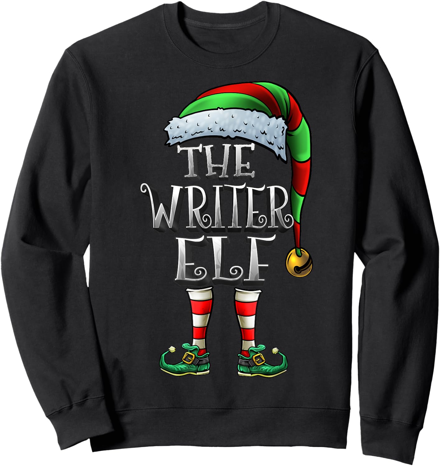 The Writer Elf Shirt Matching Family Writer Christmas Elf Sweatshirt - Sweatshirt | Black
