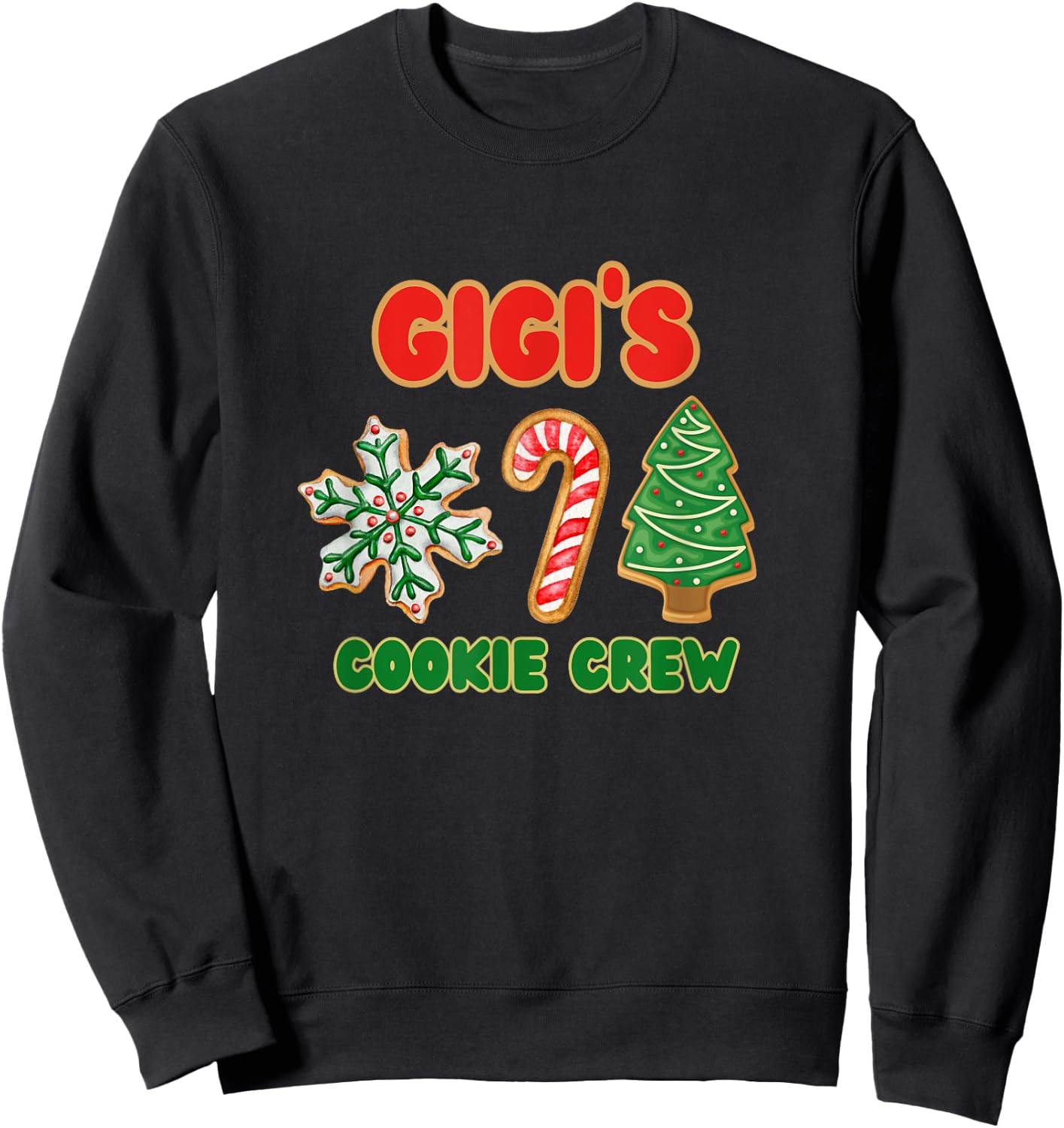 Cute Gigi Christmas Cookie Helper Crew Sweatshirt - Sweatshirt | Black