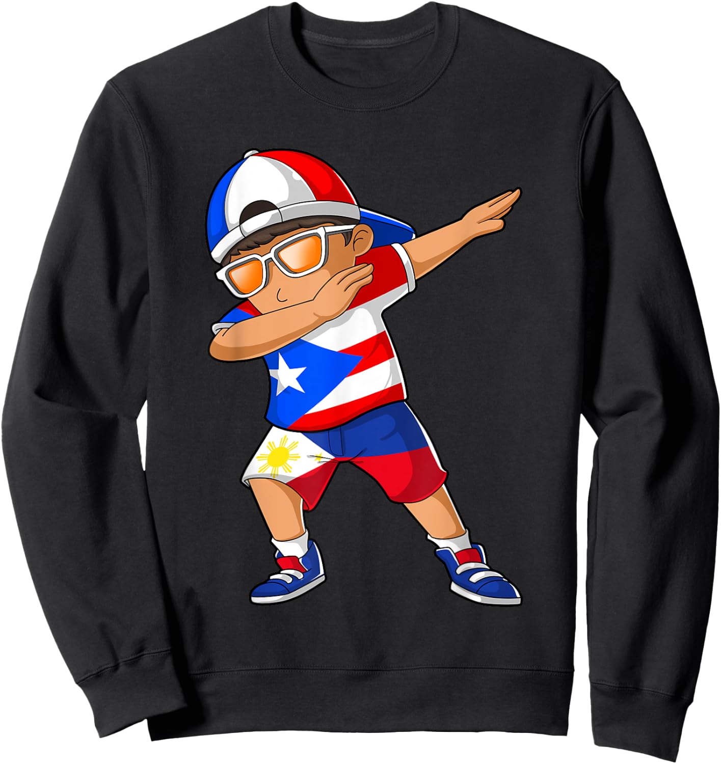 Half Puerto Rican Half Filipino Boy Puerto Rico Flag Sweatshirt - Sweatshirt | Black