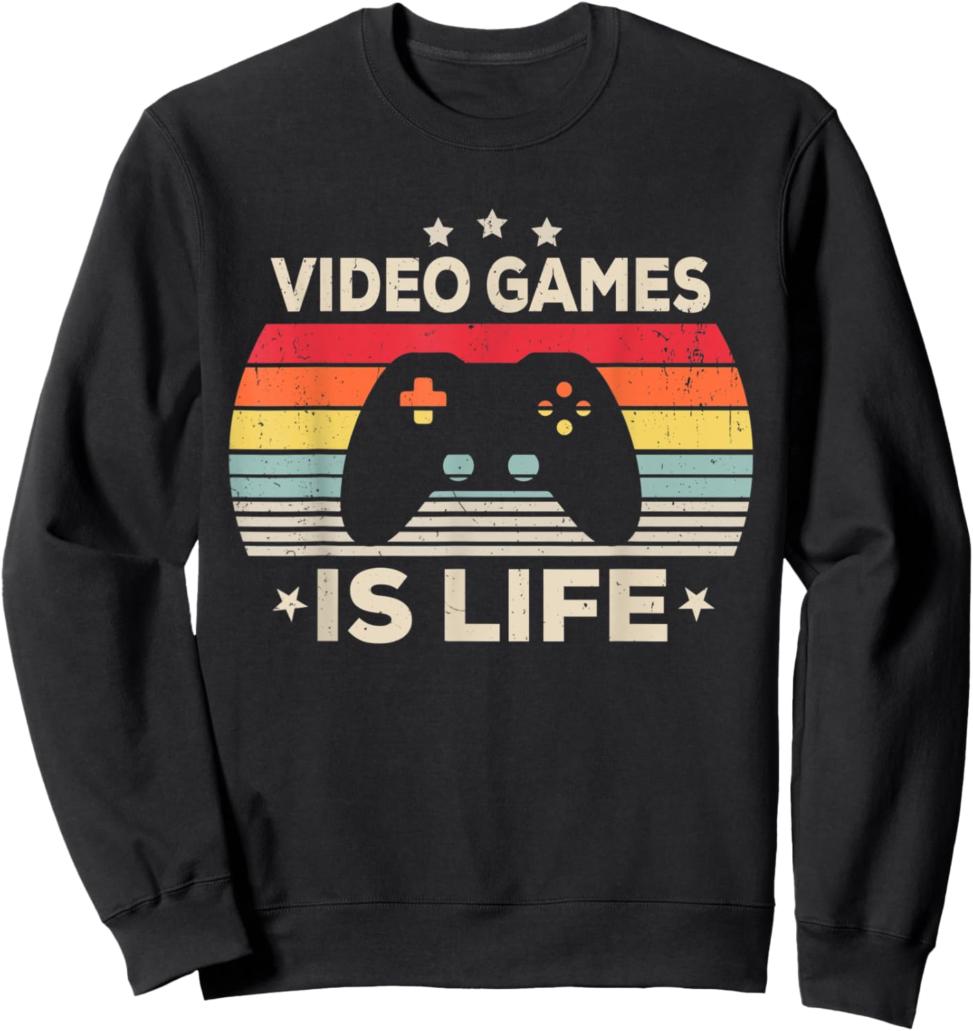 Video Games Is Life Girl Women Men Boys Gamer Gaming Vintage Sweatshirt - Sweatshirt | Black