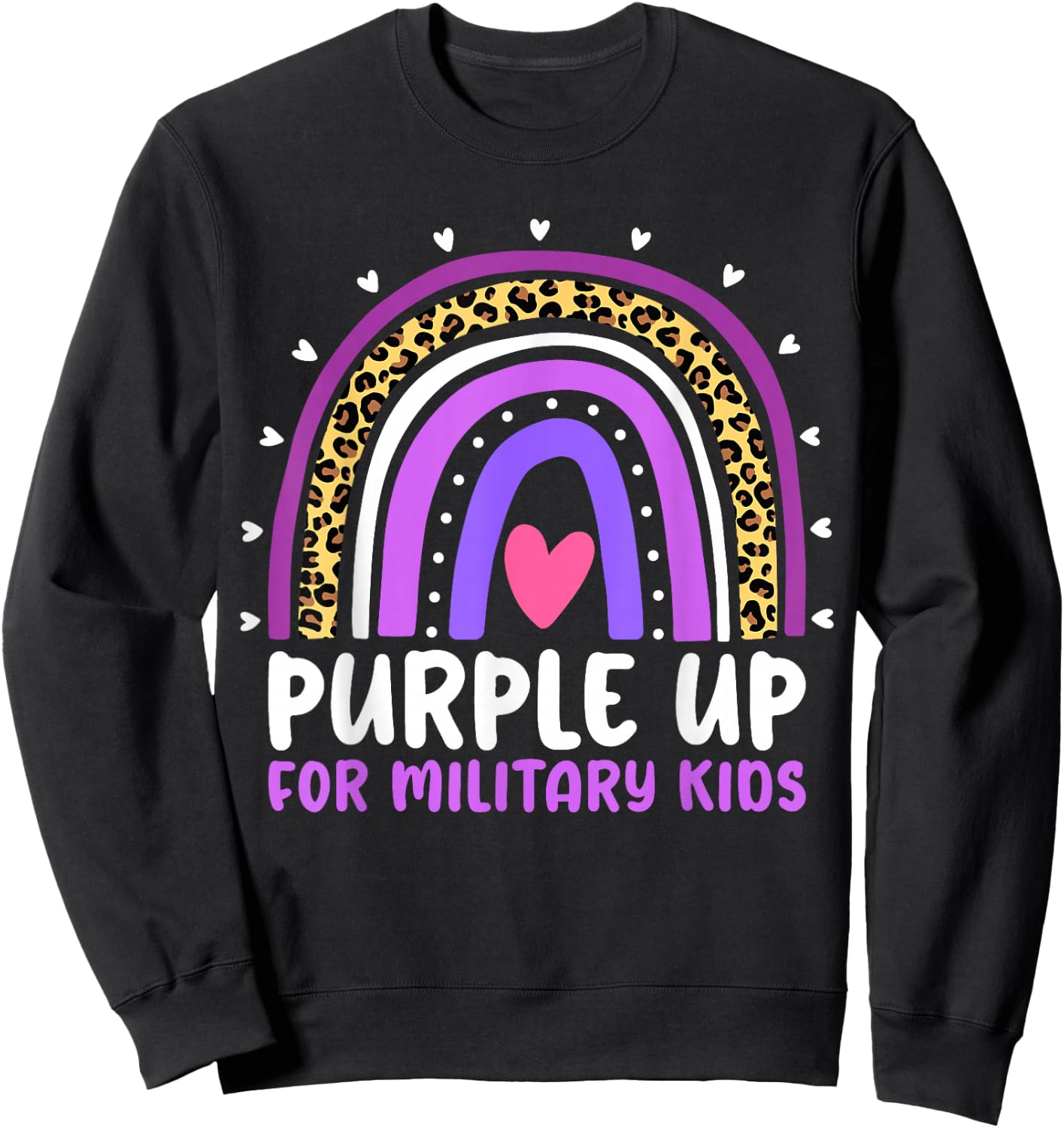 Purple Up for Military Kids Month Military Child Rainbow Small Sweatshirt - Sweatshirt | Black