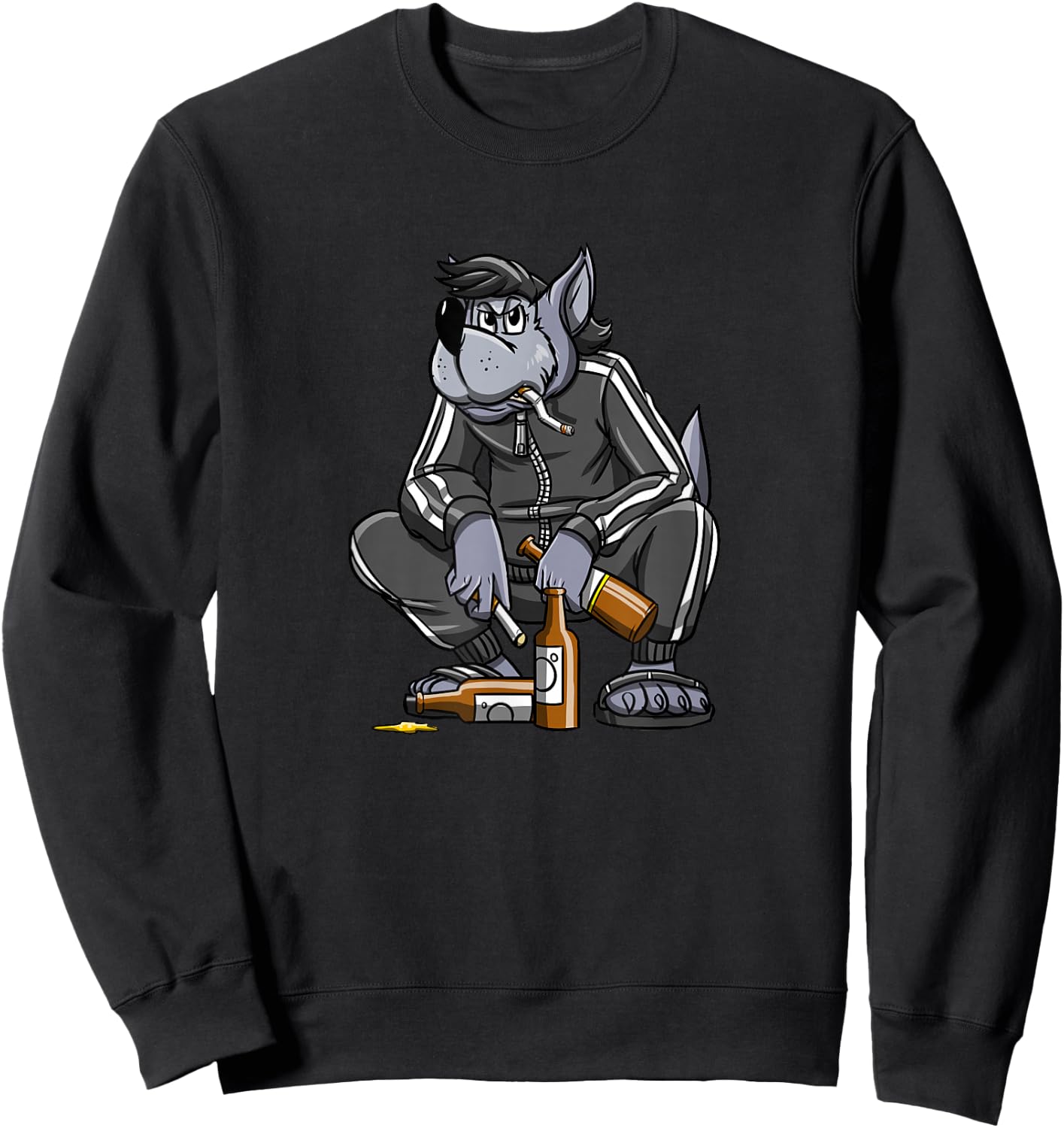 Russian Gopnik Russian Squat Nu Pogodi Wolf Russian Sweatshirt - Sweatshirt | Black