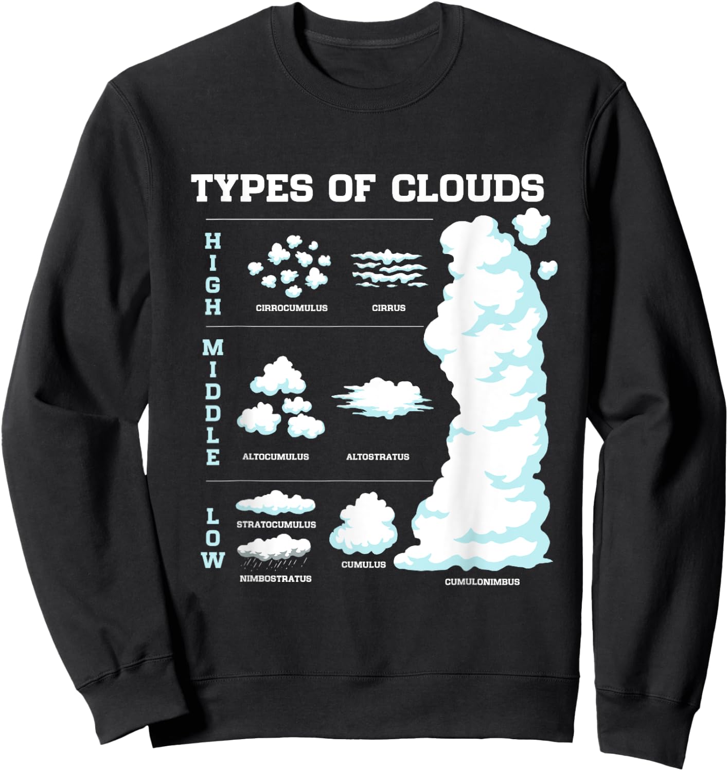 Funny Types Of Clouds Meteorology Weather Forecasting Sweatshirt - Sweatshirt | Black