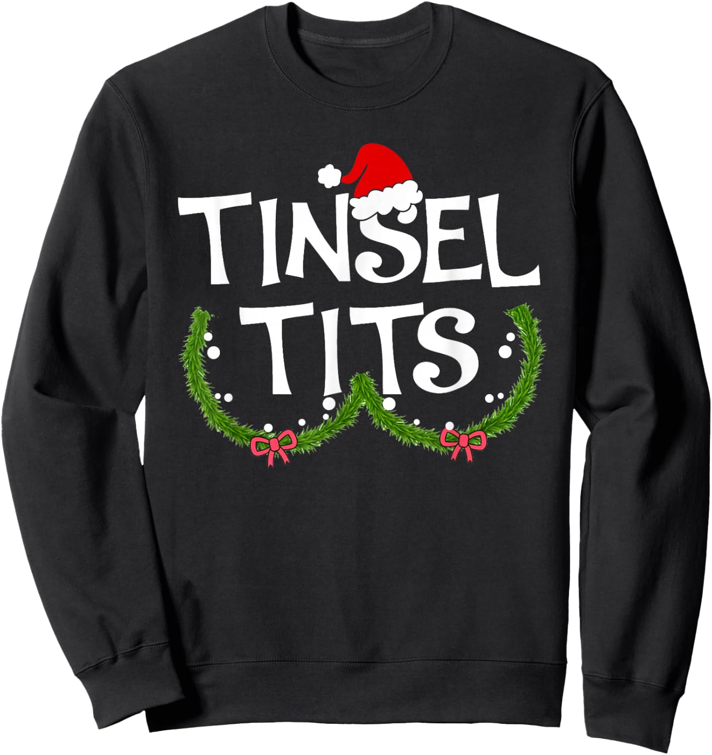 Funny Tinsel Tits Matching Jingle Balls Christmas Couples Sweatshirt - Sweatshirt | Black