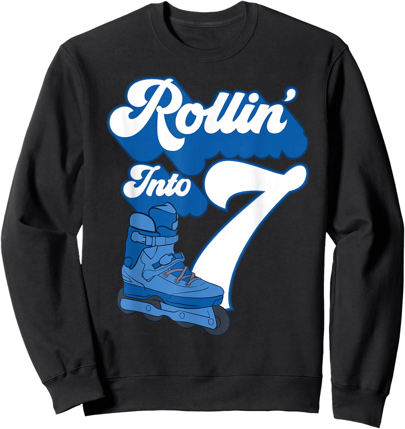 Rollin' Into 7 Roller Skating Birthday 7th Boy Kids Skate Sweatshirt - Sweatshirt | Black
