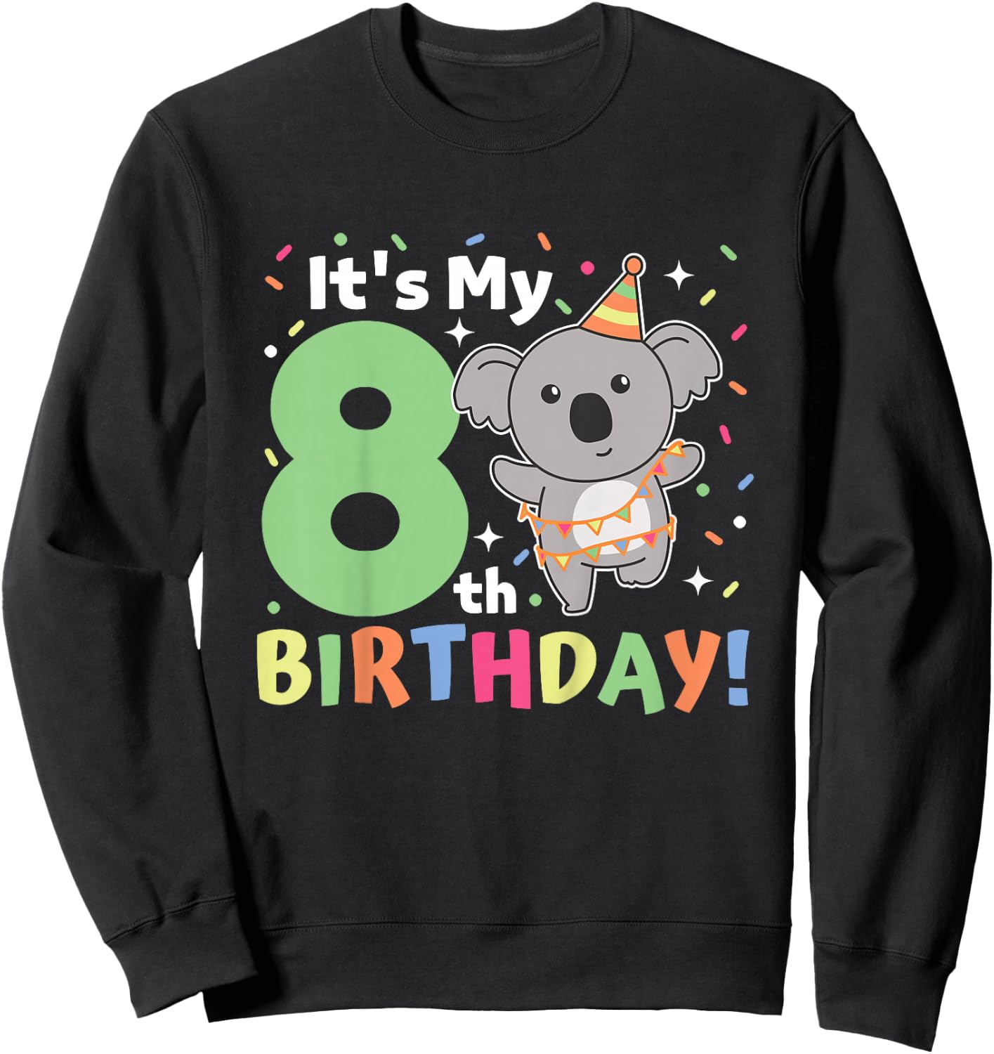 Koala 8th Birthday For Kids Eight Years Old Koala Sweatshirt - Sweatshirt | Black