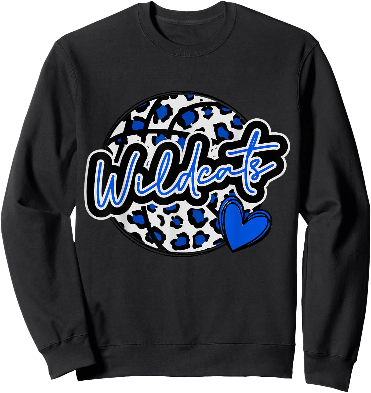 Leopard Cheetah Basketball Wildcats Blue Spirit Game Sweatshirt - Sweatshirt | Black