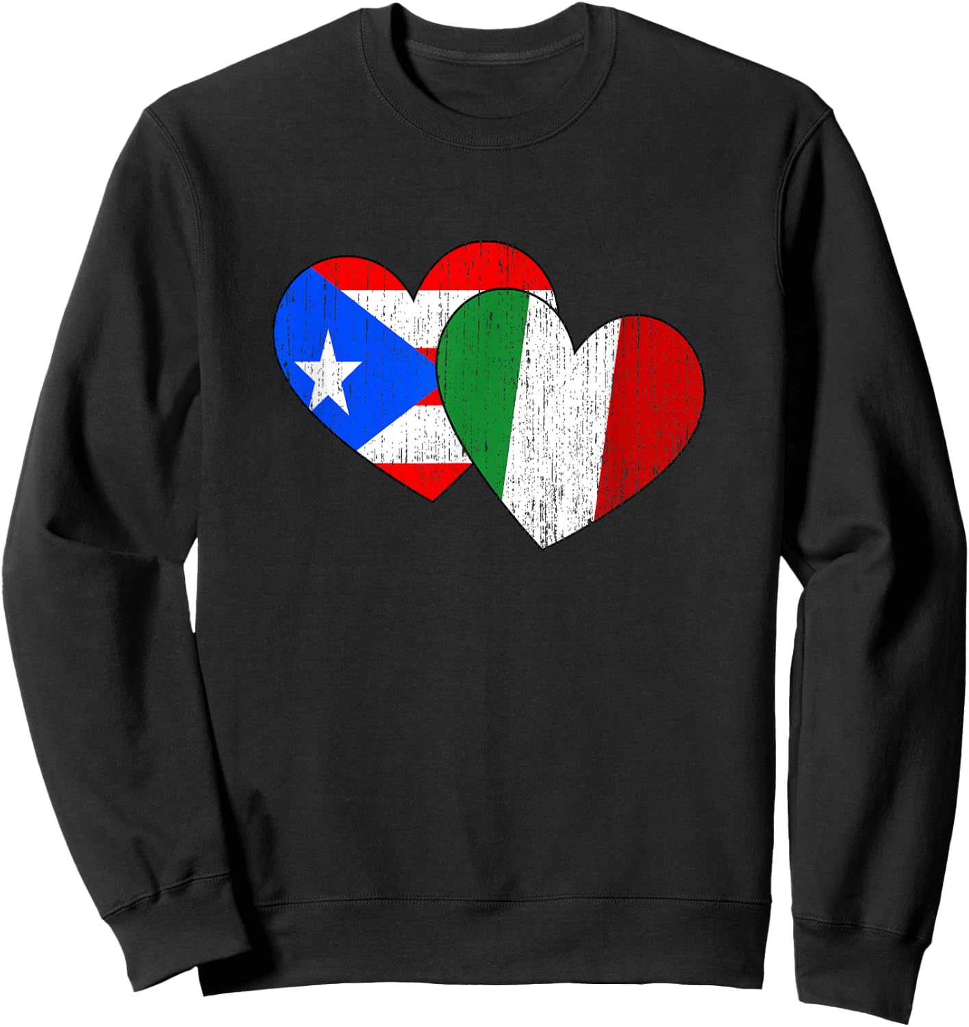 Half Italian And Puerto Rican Rico Italy Flag Heart Boricua Sweatshirt - Sweatshirt | Black