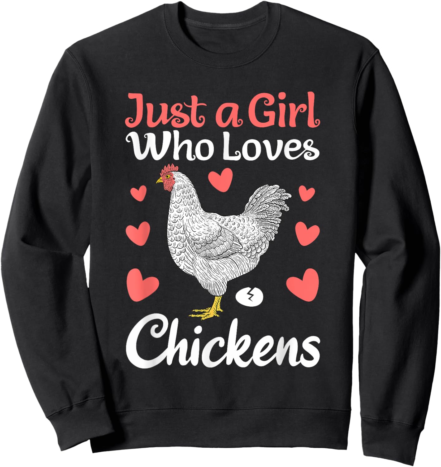 Cool Chicken Design Girls Chicken Farmer Lovers Sweatshirt - Sweatshirt | Black