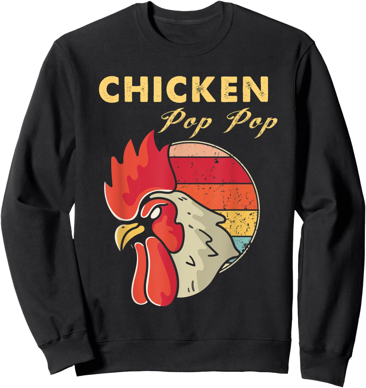 Chicken Pop Pop Grandpa Poultry Farmer Vintage Sweatshirt - Sweatshirt | Black