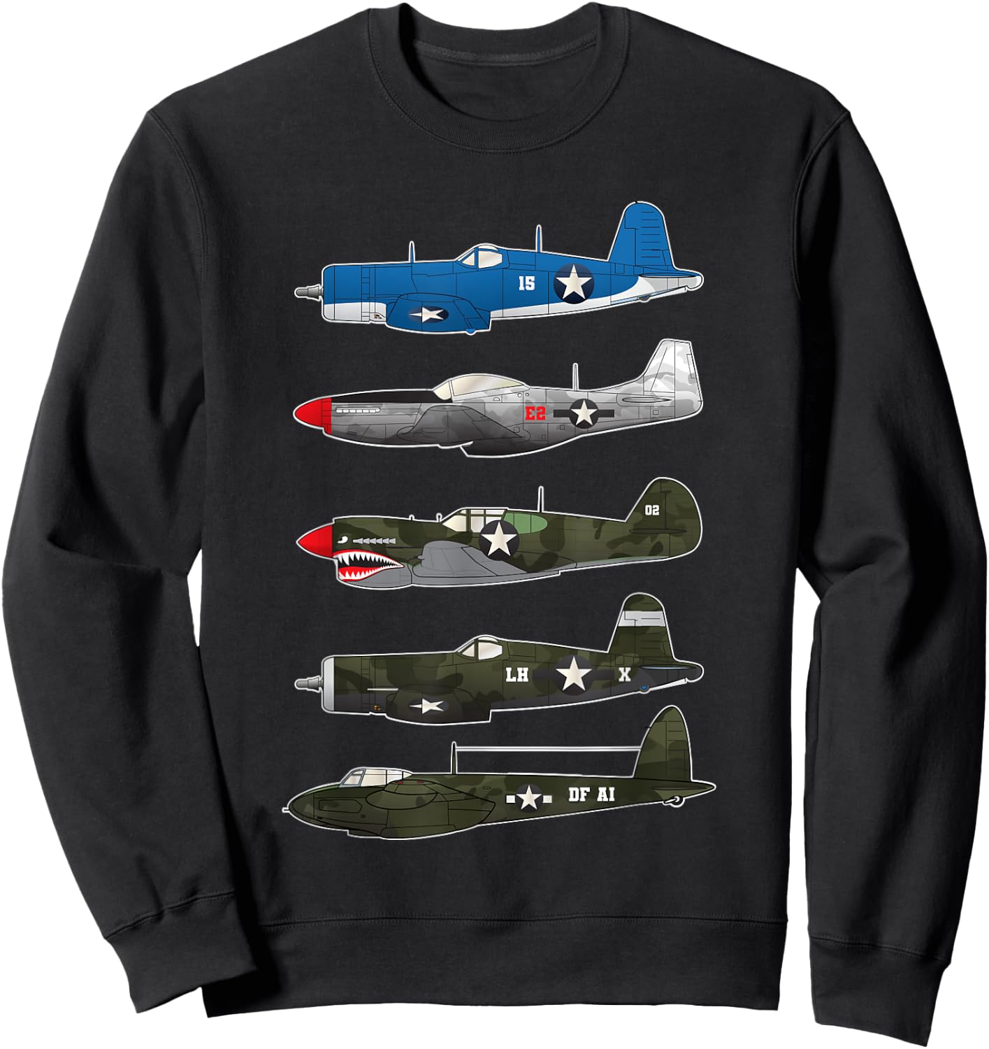 American Planes WW2 Warbirds P51 Mustang B-17 Fortress Gift Sweatshirt - Sweatshirt | Black