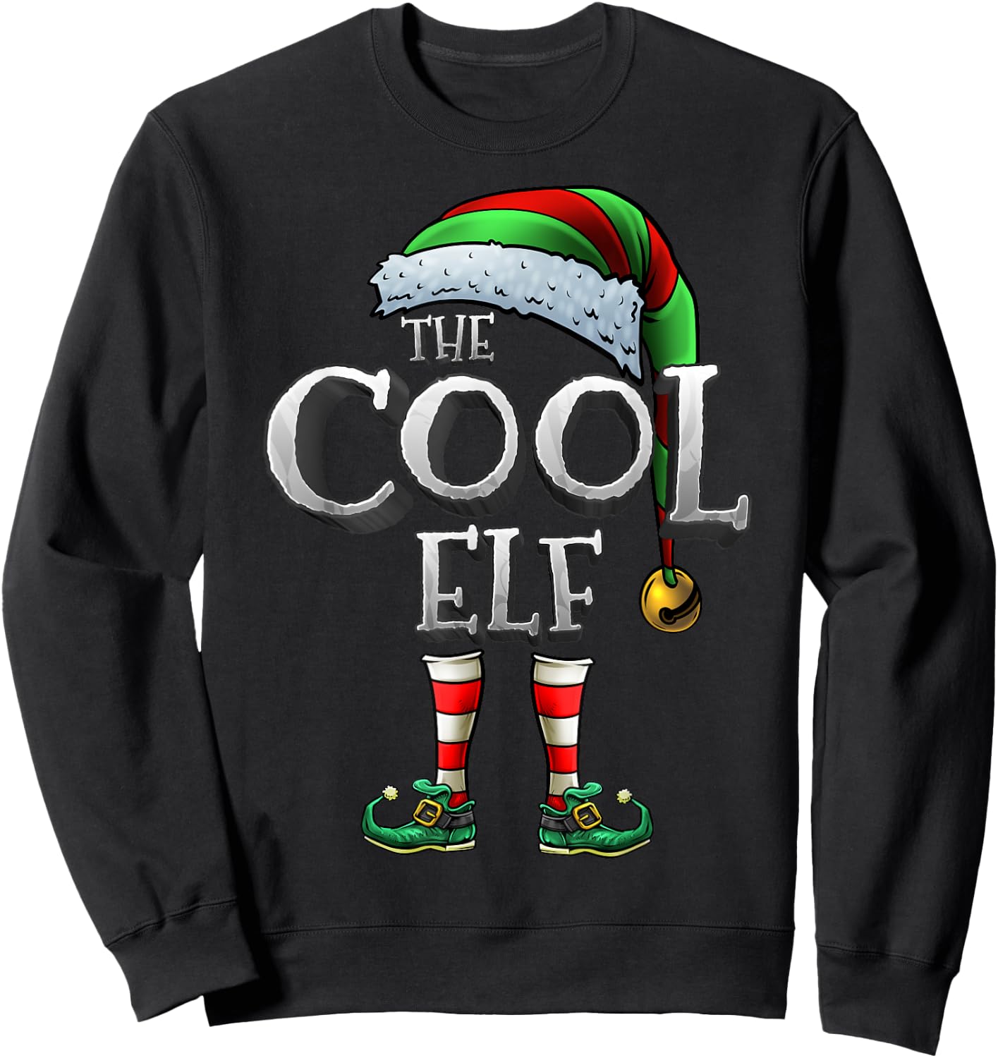 The Cool Elf Shirt Matching Family Cool Christmas Elf Sweatshirt - Sweatshirt | Black