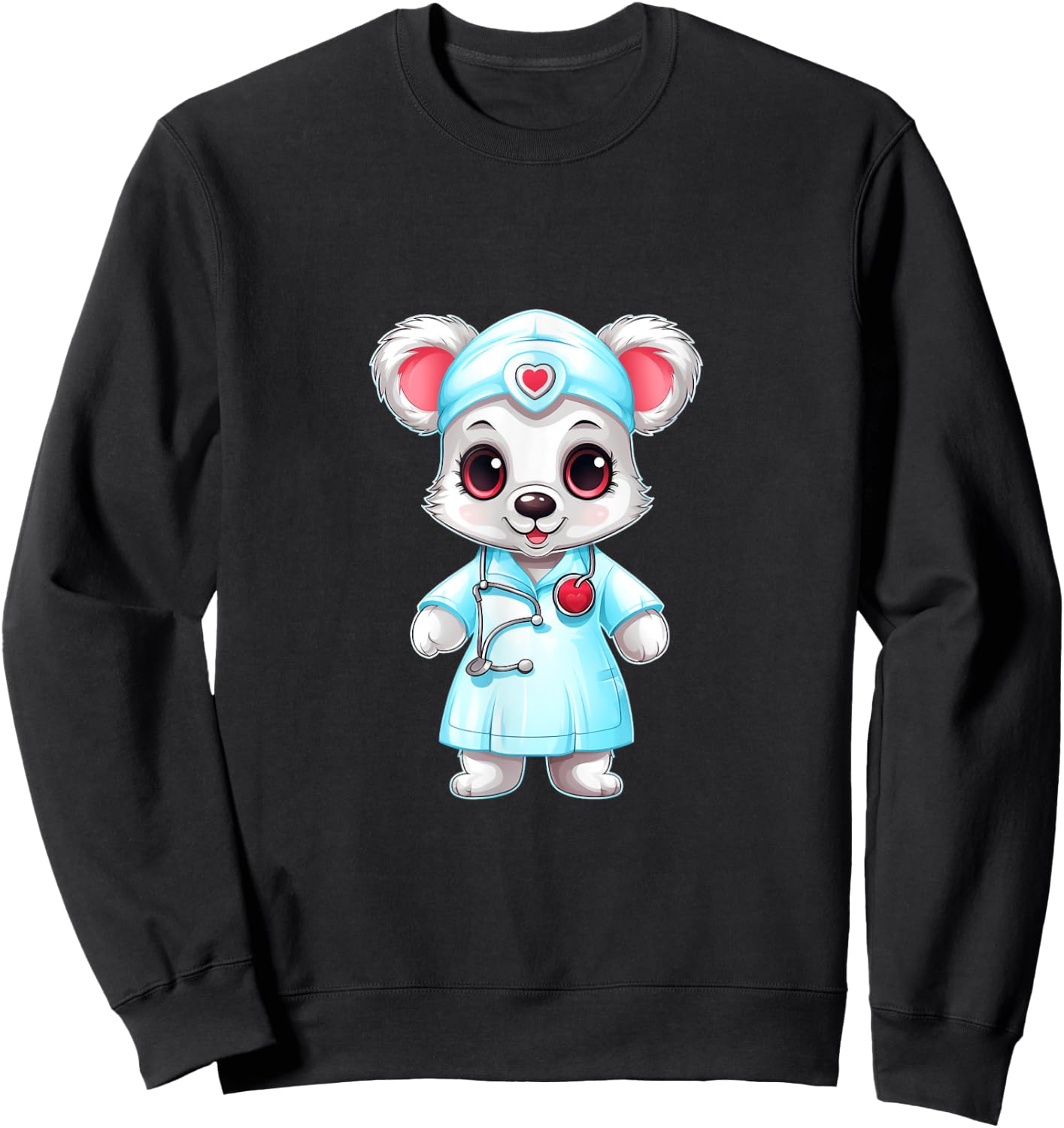 Bear Nurse RN Nursing Stethoscope Nurses Sweatshirt - Sweatshirt | Black