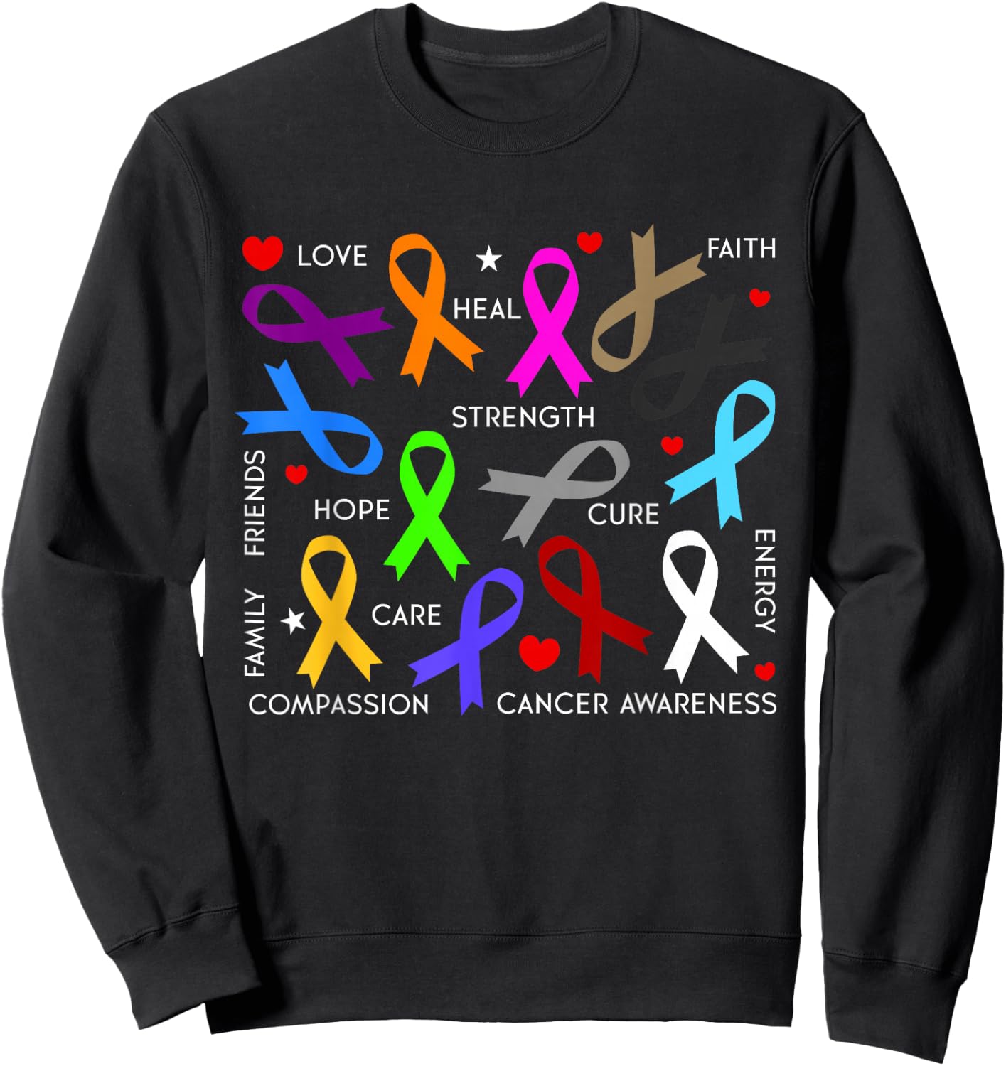 Cancer Awareness - Fight Cancer Ribbons Sweatshirt - Sweatshirt | Black