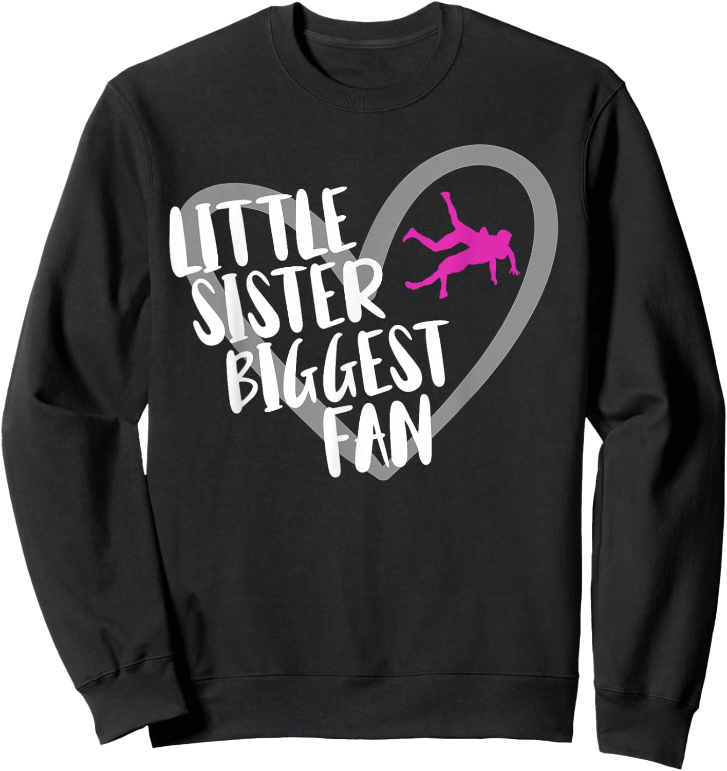 Wrestling Sister Heart Little Sister Biggest Fan Sweatshirt - Sweatshirt | Black