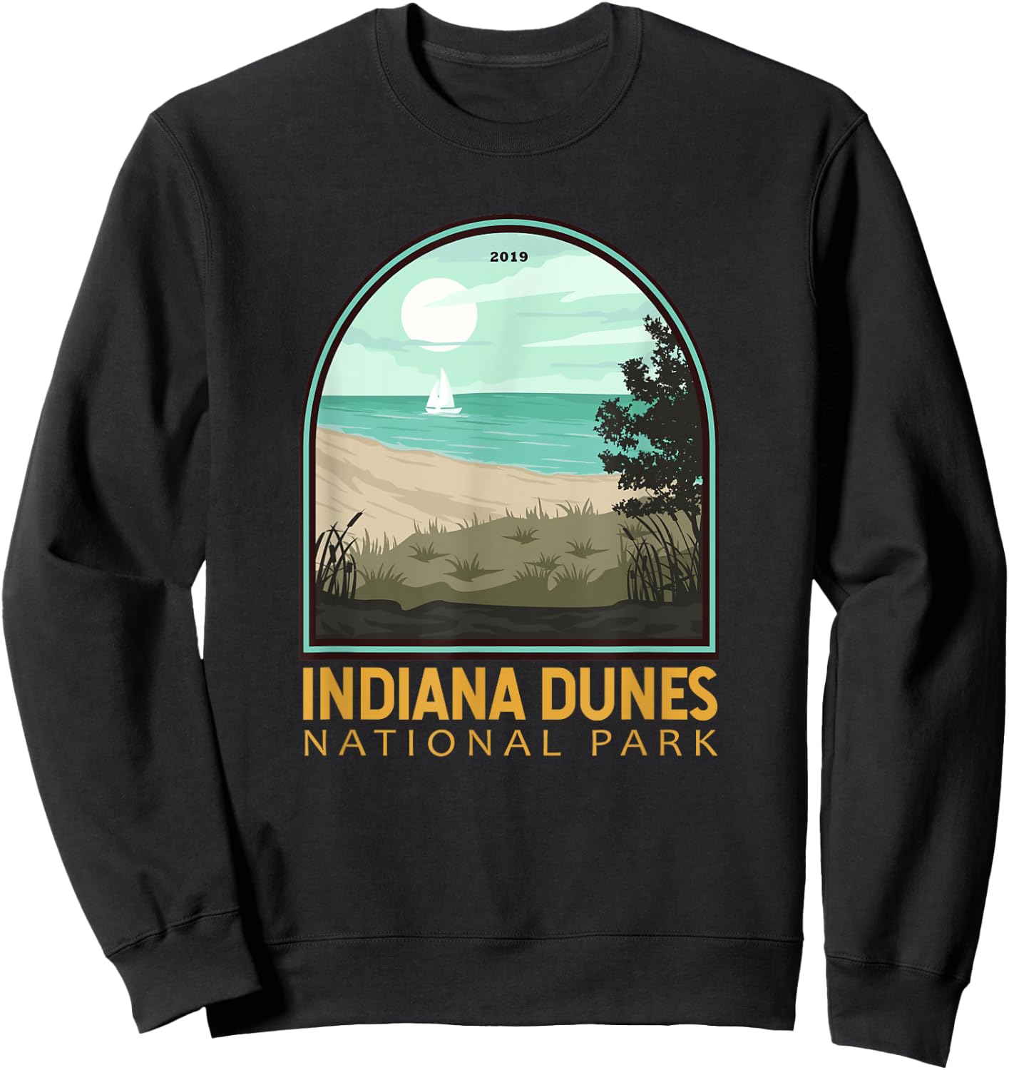 Indiana Dunes National Park Vintage Emblem Sweatshirt - Sweatshirt | Black