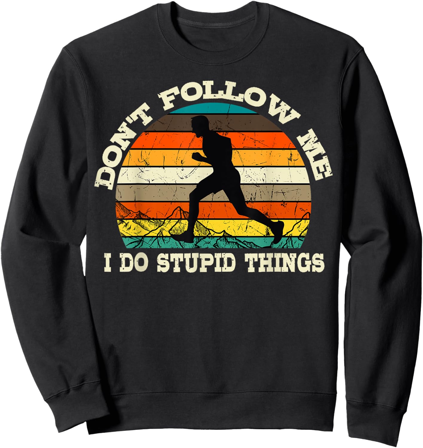 Trail Running Retro Vintage Ultra Runner Mountain Sport Sweatshirt - Sweatshirt | Black