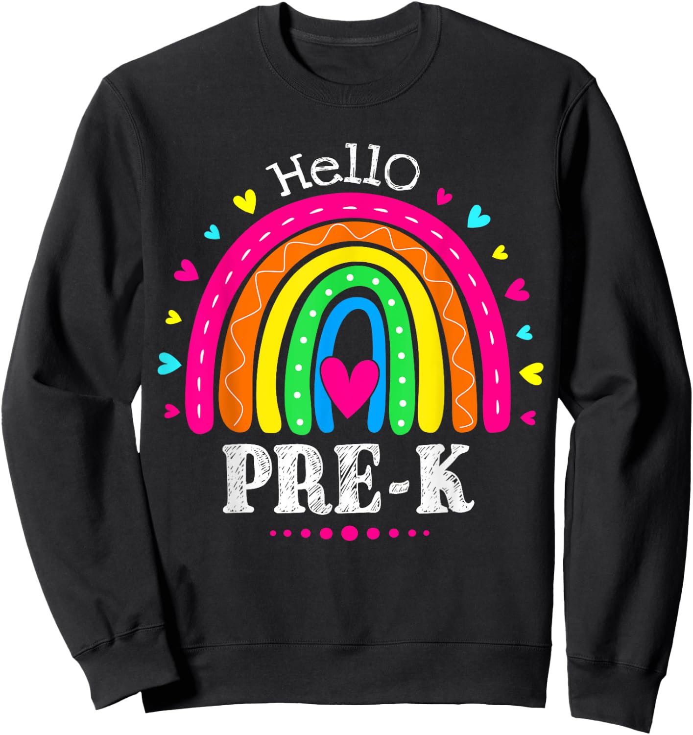 Cute Hello Pre-K Back To School Pre-K Teacher Rainbow Women Kids Sweatshirt - Sweatshirt | Black