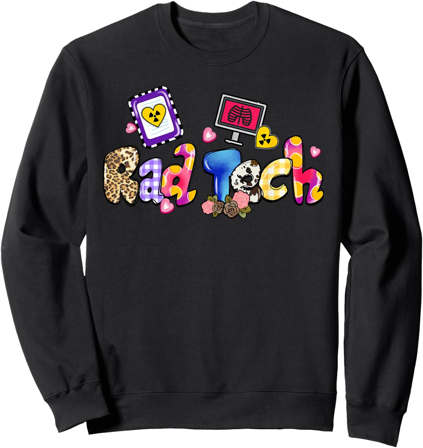 Rad Tech Leopard Funny Rad Tech Gifts Sweatshirt - Sweatshirt | Black