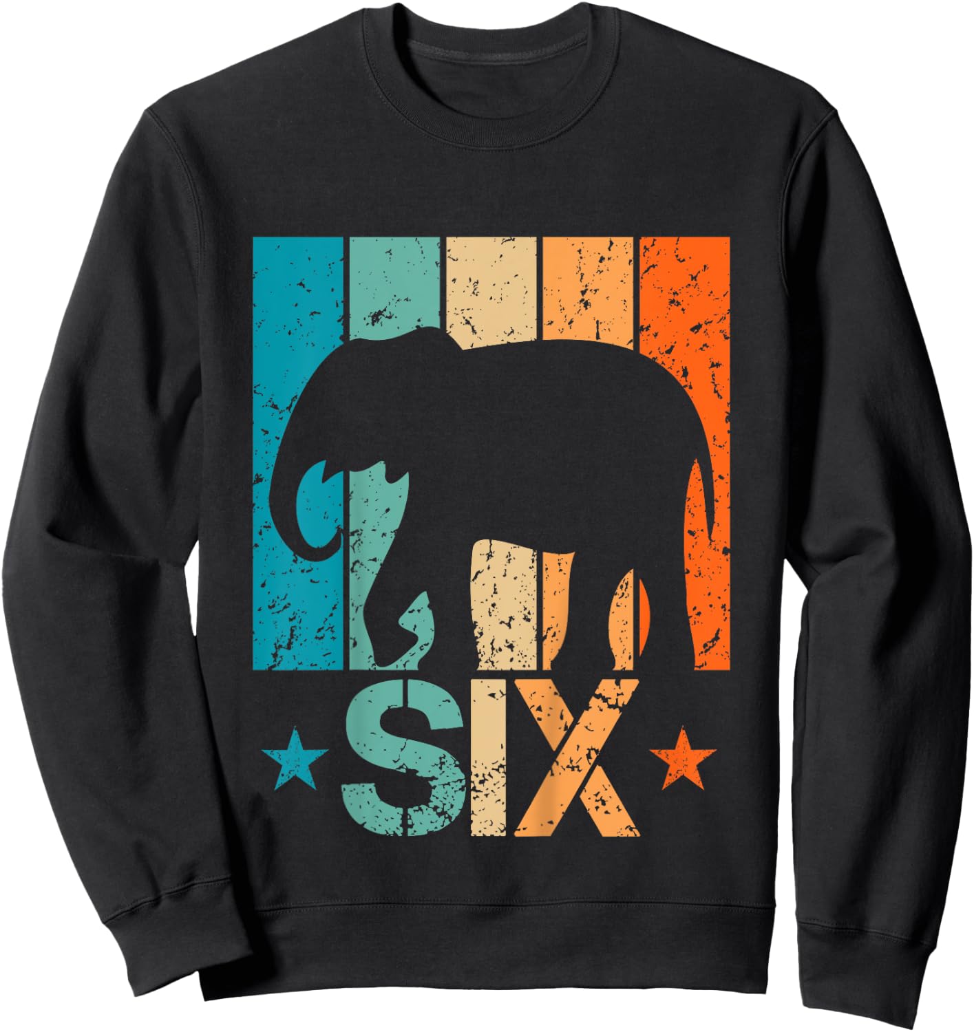 Funny 6th Elephant Birthday 6 Year Old Birthday Elephant Sweatshirt - Sweatshirt | Black