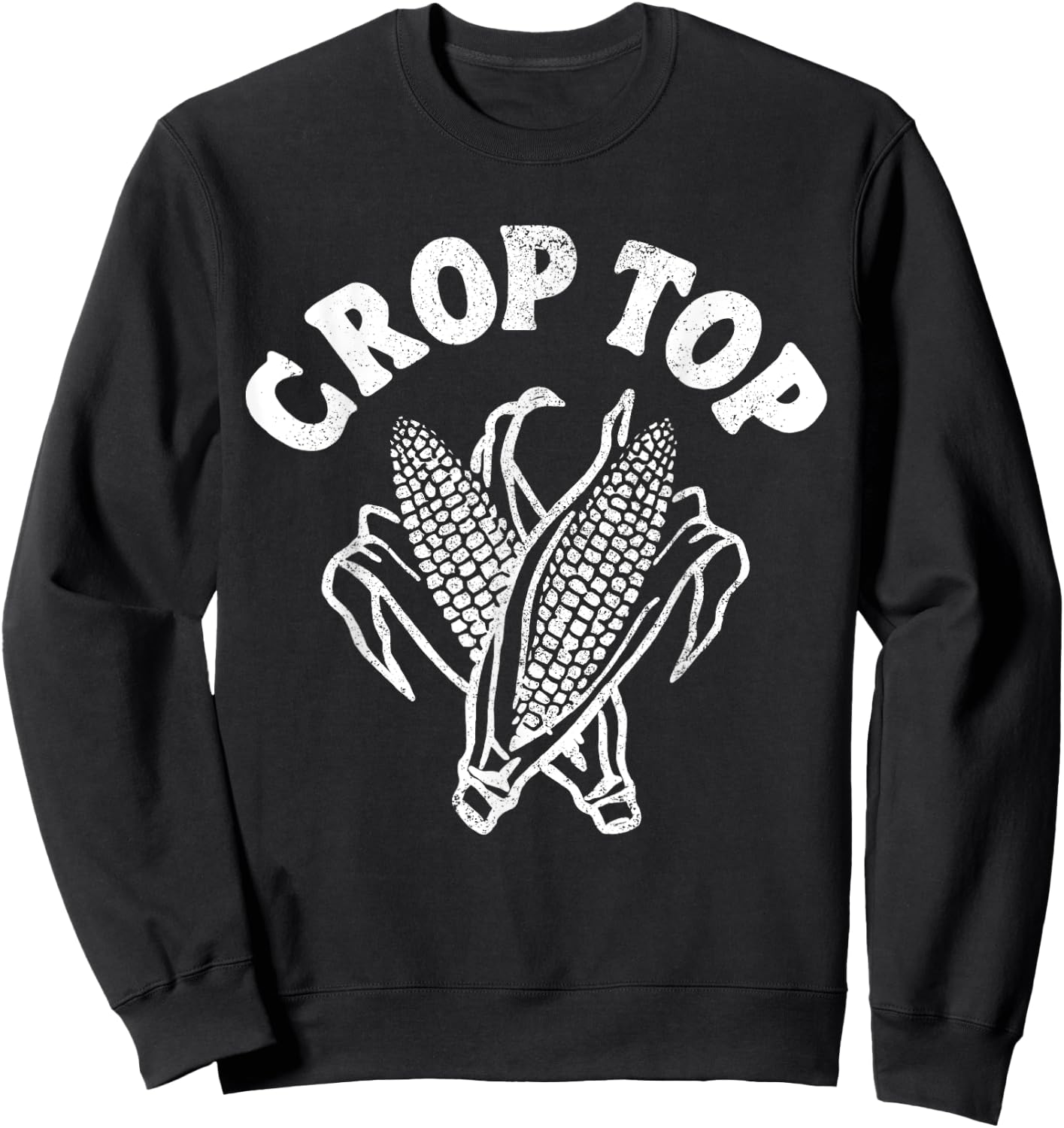 Funny Crop Top Corn Sweatshirt - Sweatshirt | Black