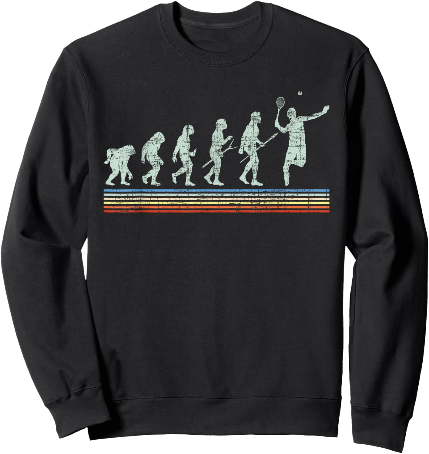 Retro Tennis Player Evolution - Racket Game Sports Lover Sweatshirt - Sweatshirt | Black