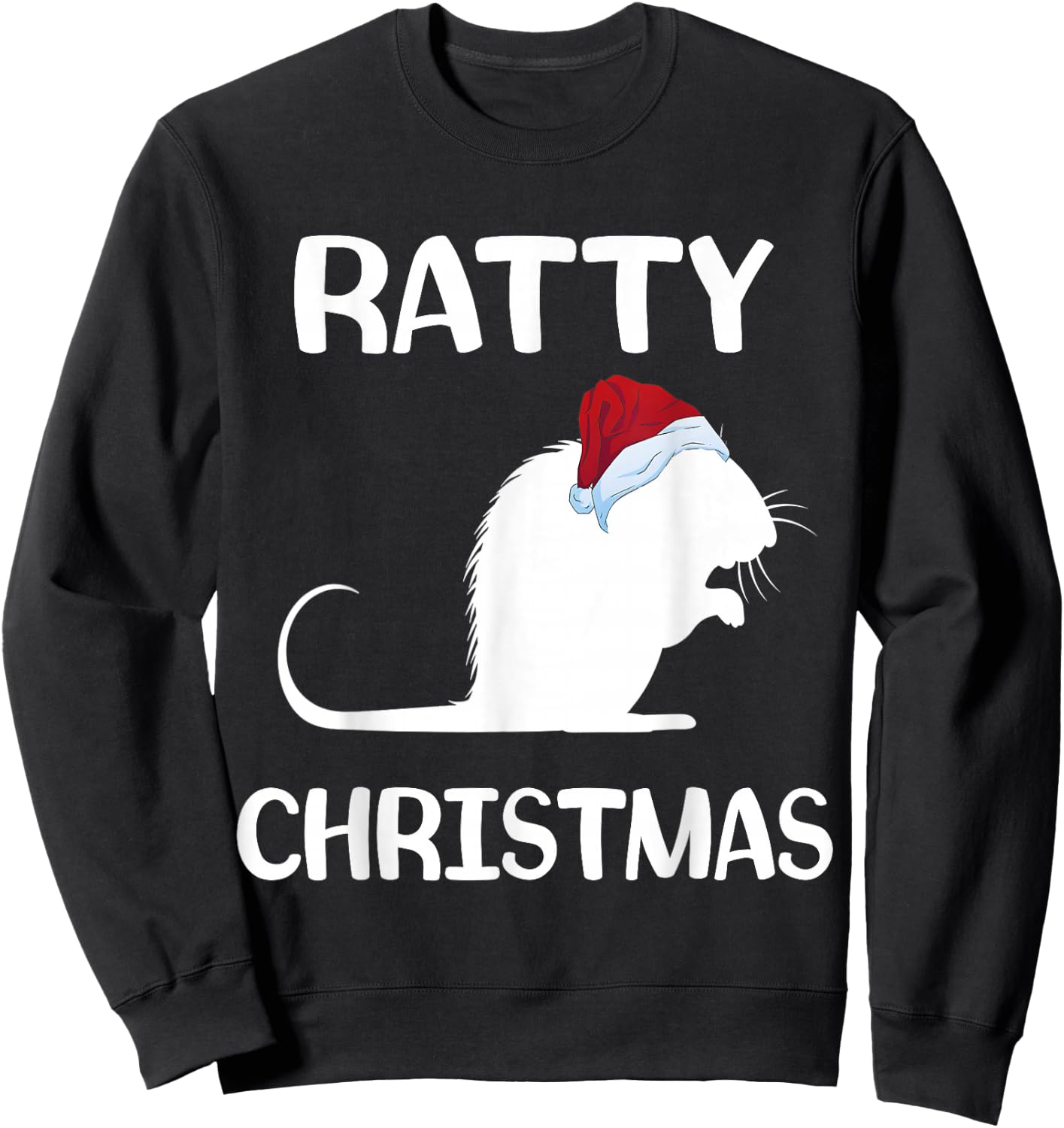 Ratty Christmas Santa Hat Rat Rodent Owner Mouse Rat Lover Sweatshirt - Sweatshirt | Black