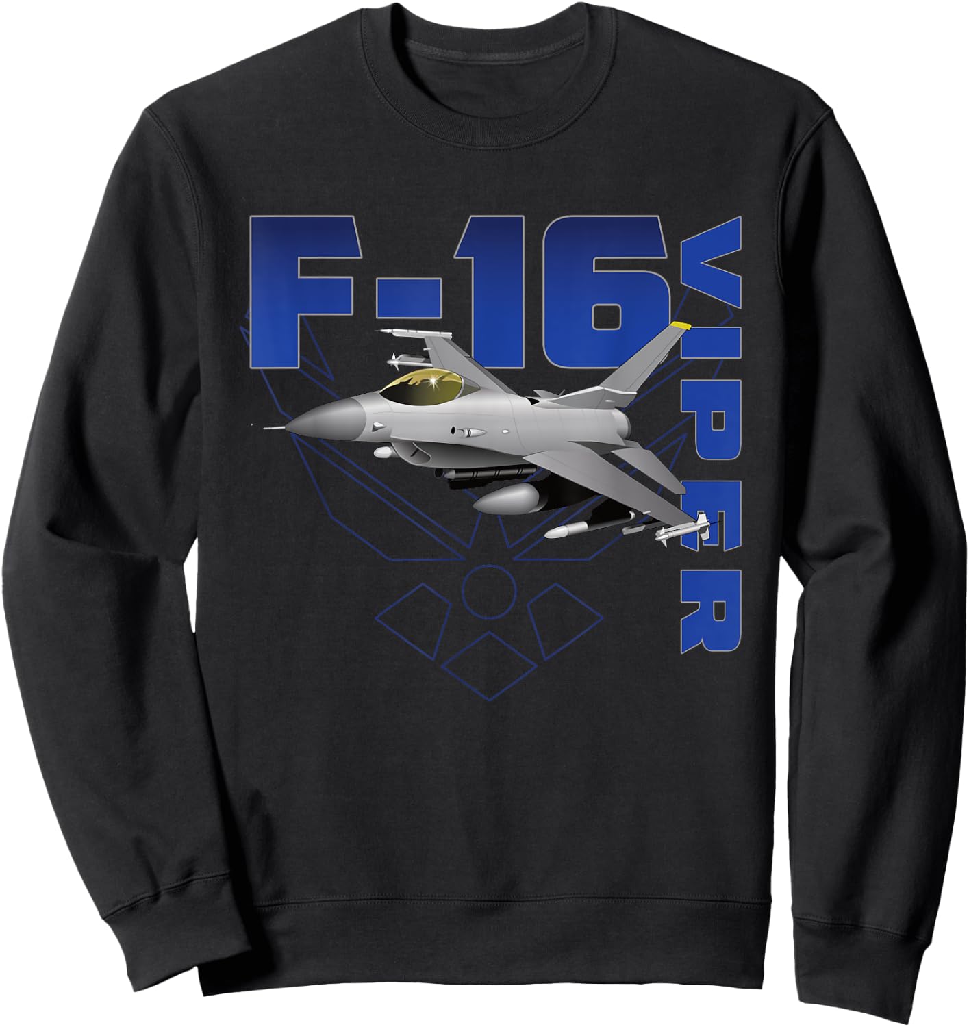 F-16 Viper Historic US Military Aircraft Sweatshirt - Sweatshirt | Black