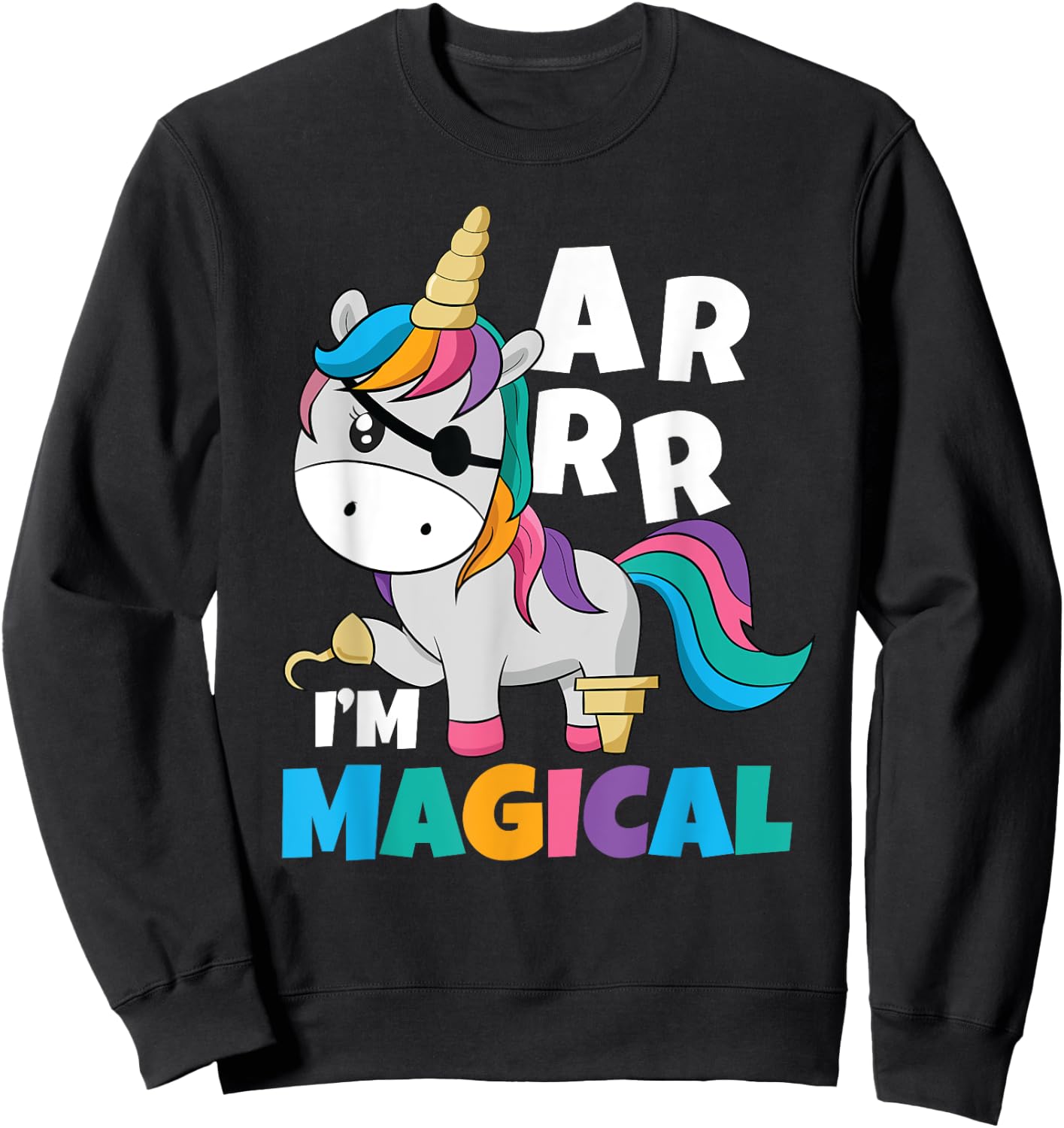 I'm Magical Caribbean Freebooter Toddler Girl Unicorn Pirate Sweatshirt - Sweatshirt | Black