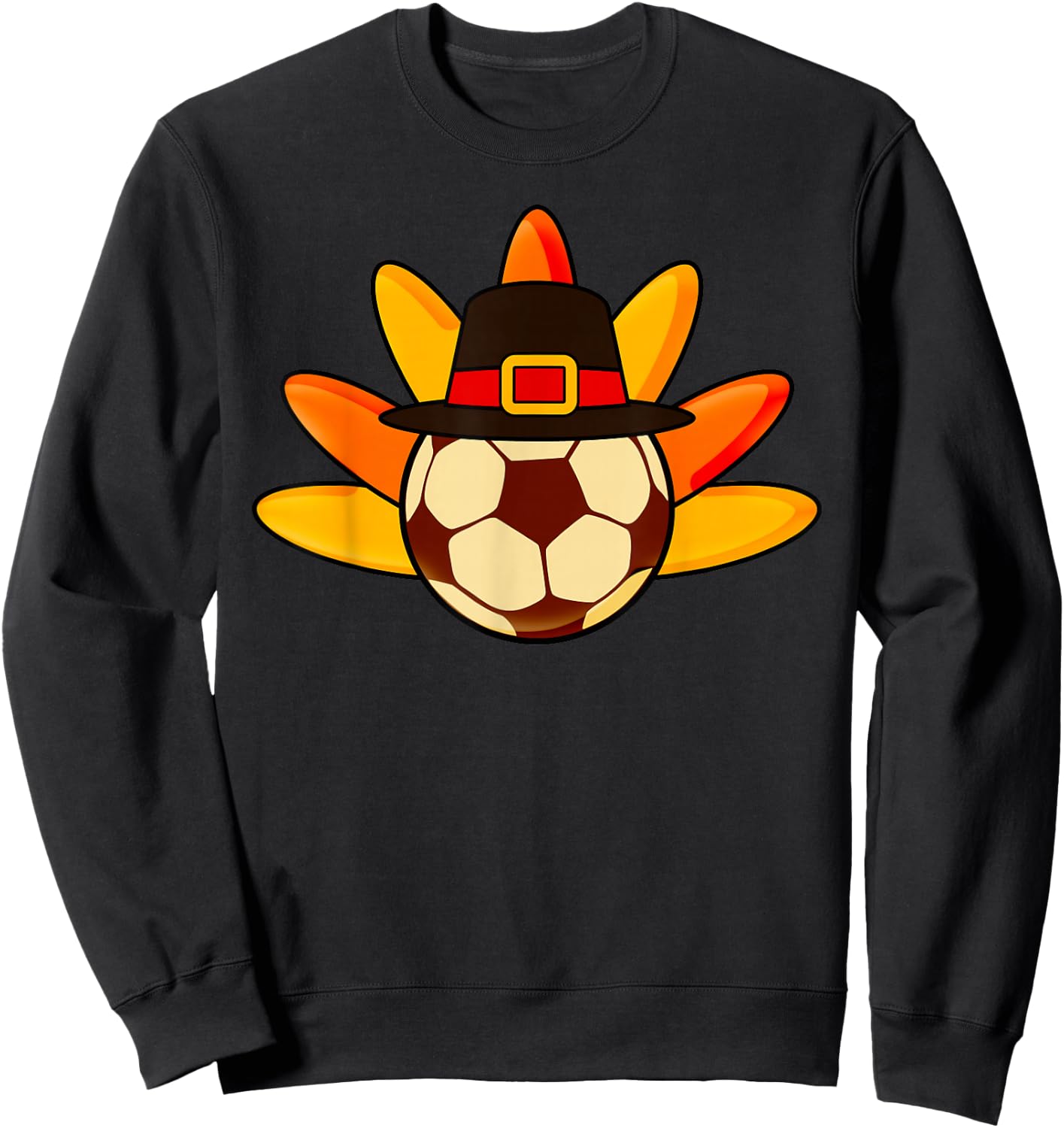 Cute Turkey Soccer Ball for Toddler Soccer Thanksgiving Day Sweatshirt - Sweatshirt | Black