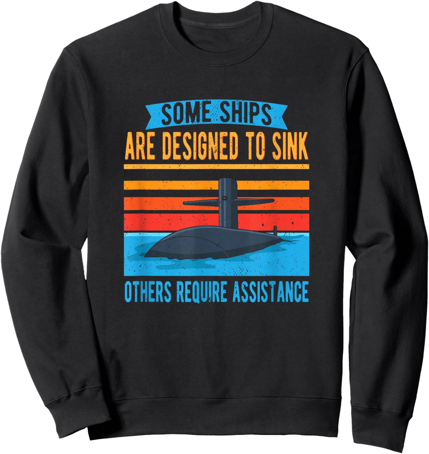 Pigboat Combat Open Sea Veteran Ocean Deep Sub , -Adults, Black, Small, Short Sleeve, Cotton 65% Polyester 35%, Submarine Themed Sweatshirt - Sweatshirt | Black