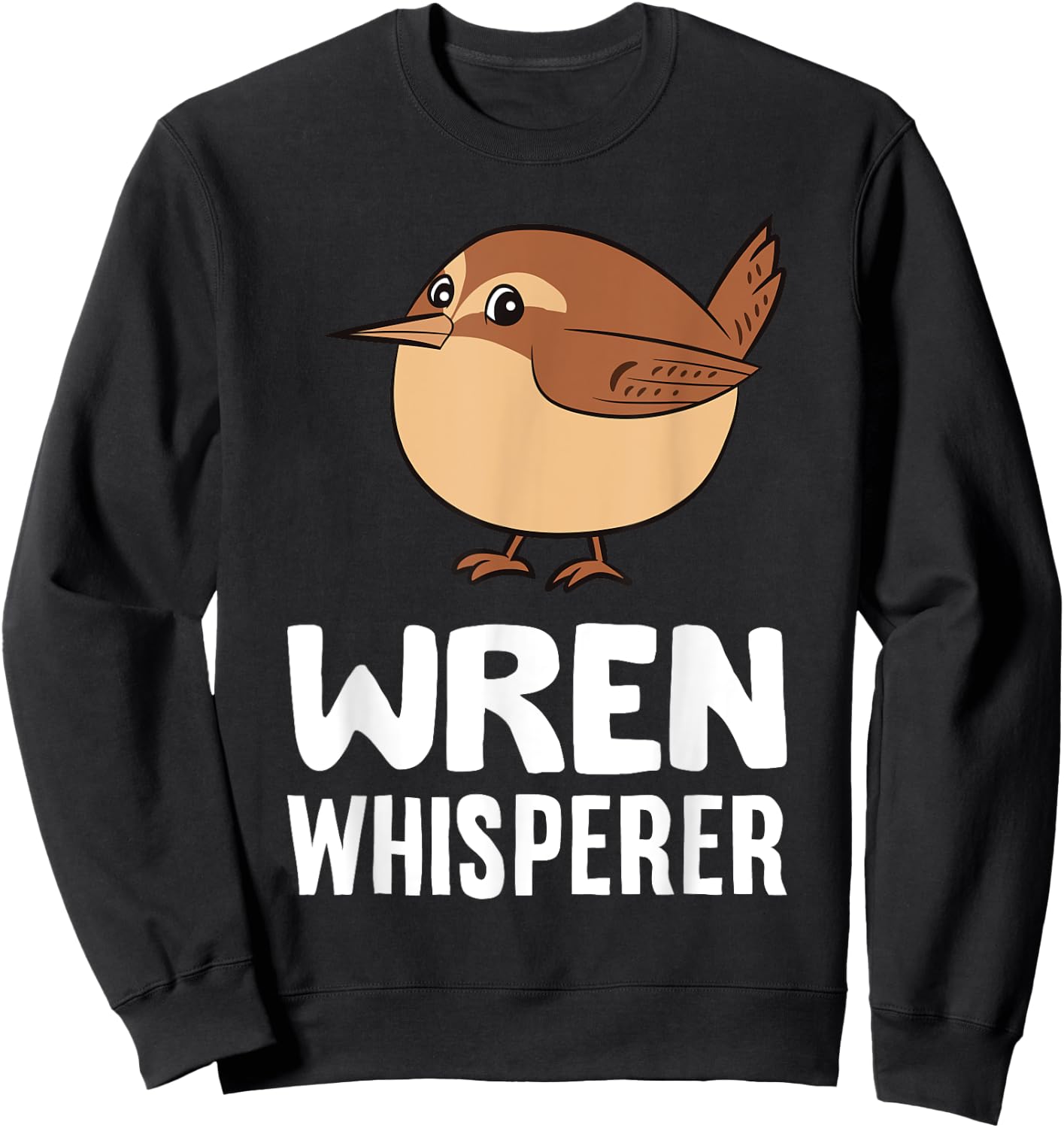 Cute Wren Bird Gifts And Wren Whisperer -Adults & Kids Black Cartoon Small Sweatshirt - Sweatshirt | Black