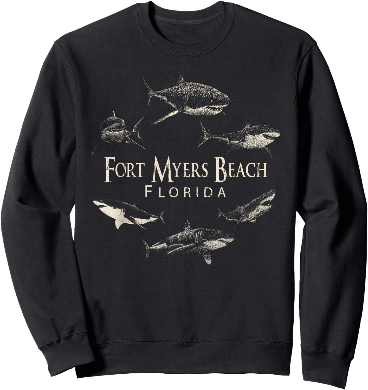 Fort Myers Beach Retro Fort Myers Beach Fl Shark Women Girls Kids Sweatshirt - Sweatshirt | Black