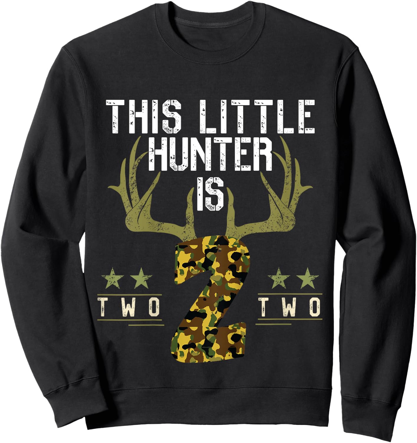 Kids 2th Birthday Funny Deer Hunter Two Years Old Boy Hunting Sweatshirt - Sweatshirt | Black