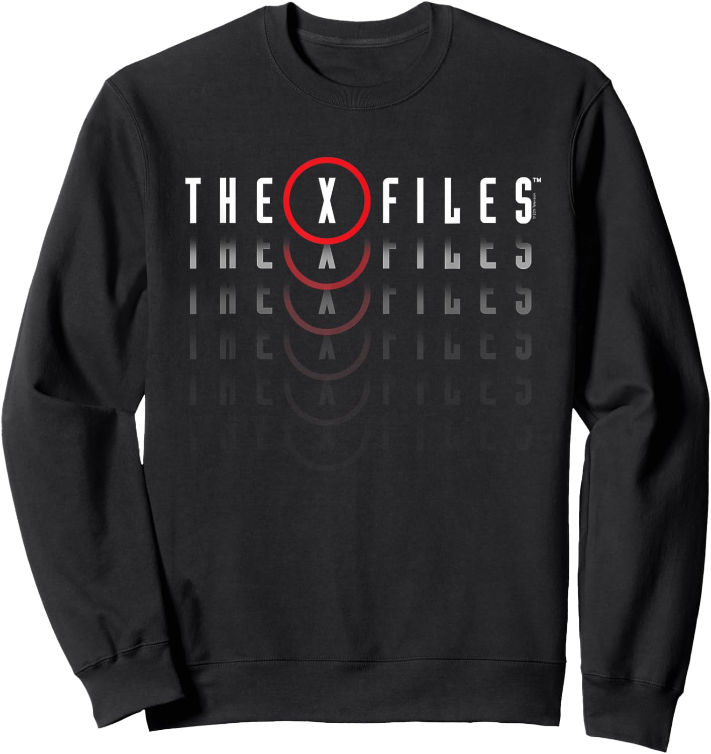 X-Files Repeating Logo Vintage Supernatural 90's TV Show Sweatshirt - Sweatshirt | Black