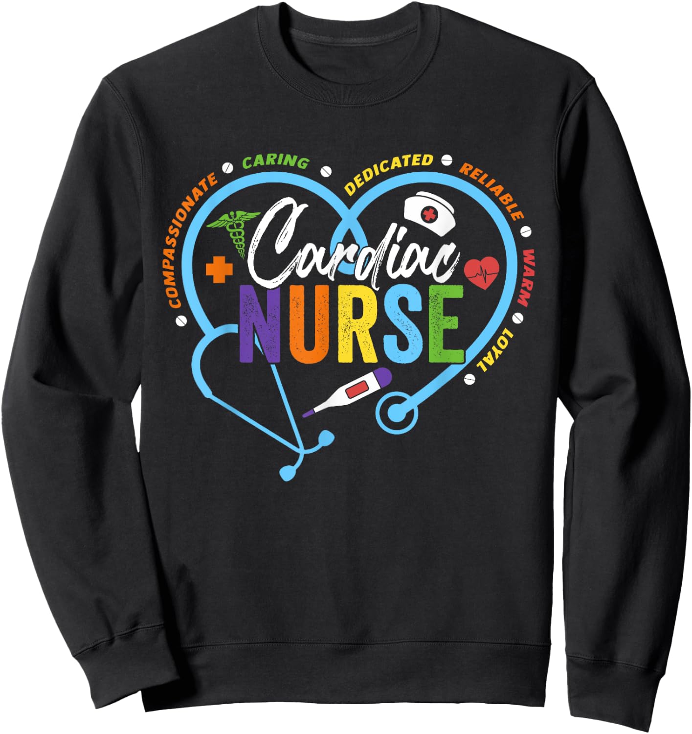 Cardiac Nurse Shirt Cardiology Nurse Cardiologist Sweatshirt - Sweatshirt | Black