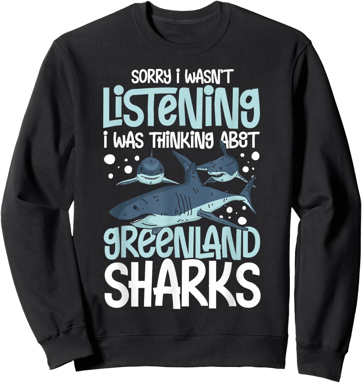Greenland Shark Animal Tooth Funny Ocean Sweatshirt - Sweatshirt | Black