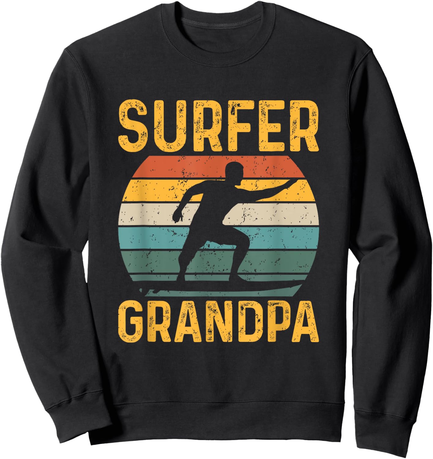 Vintage Surfer Grandpa Retro Surfing Grandfather Sweatshirt - Sweatshirt | Black