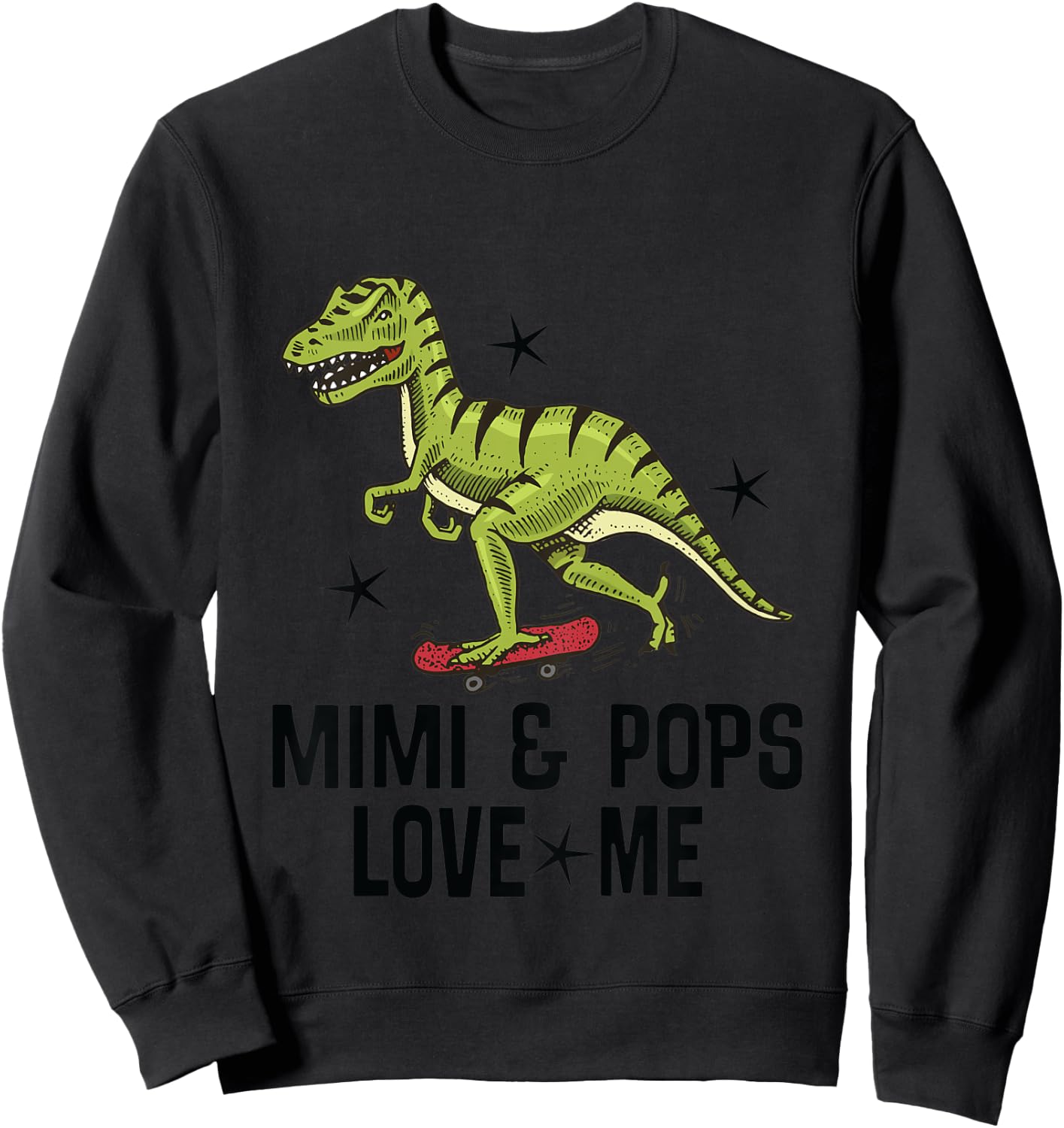 Kids Mimi and Pops Love Me Grandson Dinosaur Sweatshirt - Sweatshirt | Black