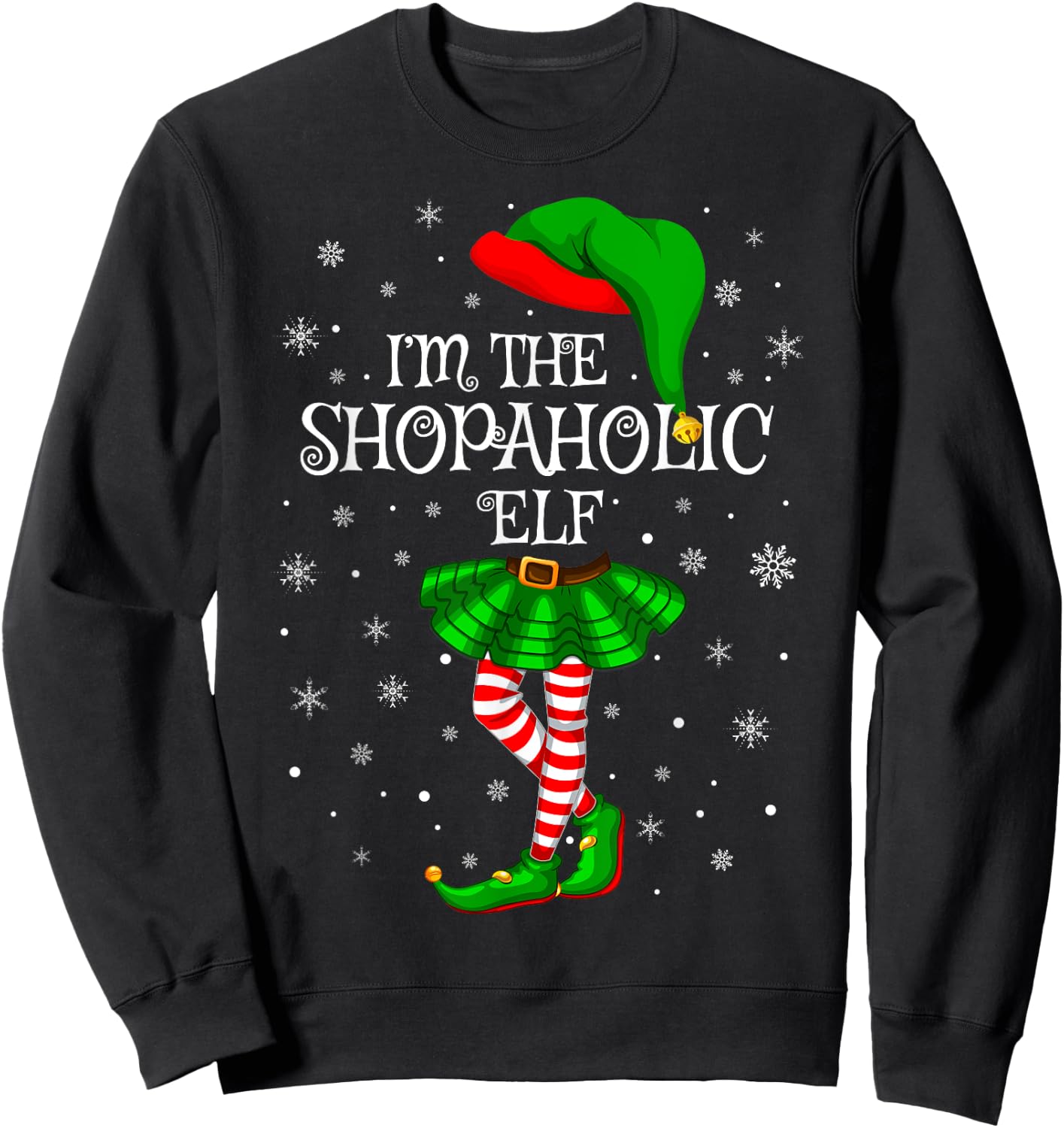 Matching Family Group I'm The Shopaholic Elf Christmas Sweatshirt - Sweatshirt | Black