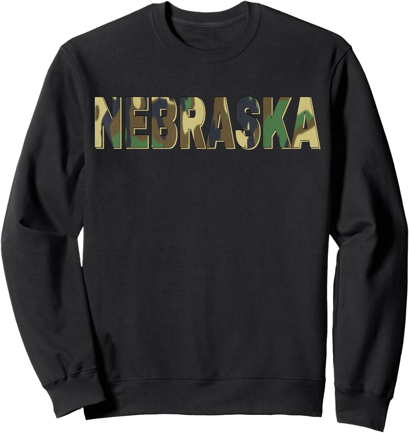 Nebraska Camouflage Men Women & Kids Camo Nebraska Sweatshirt - Sweatshirt | Black