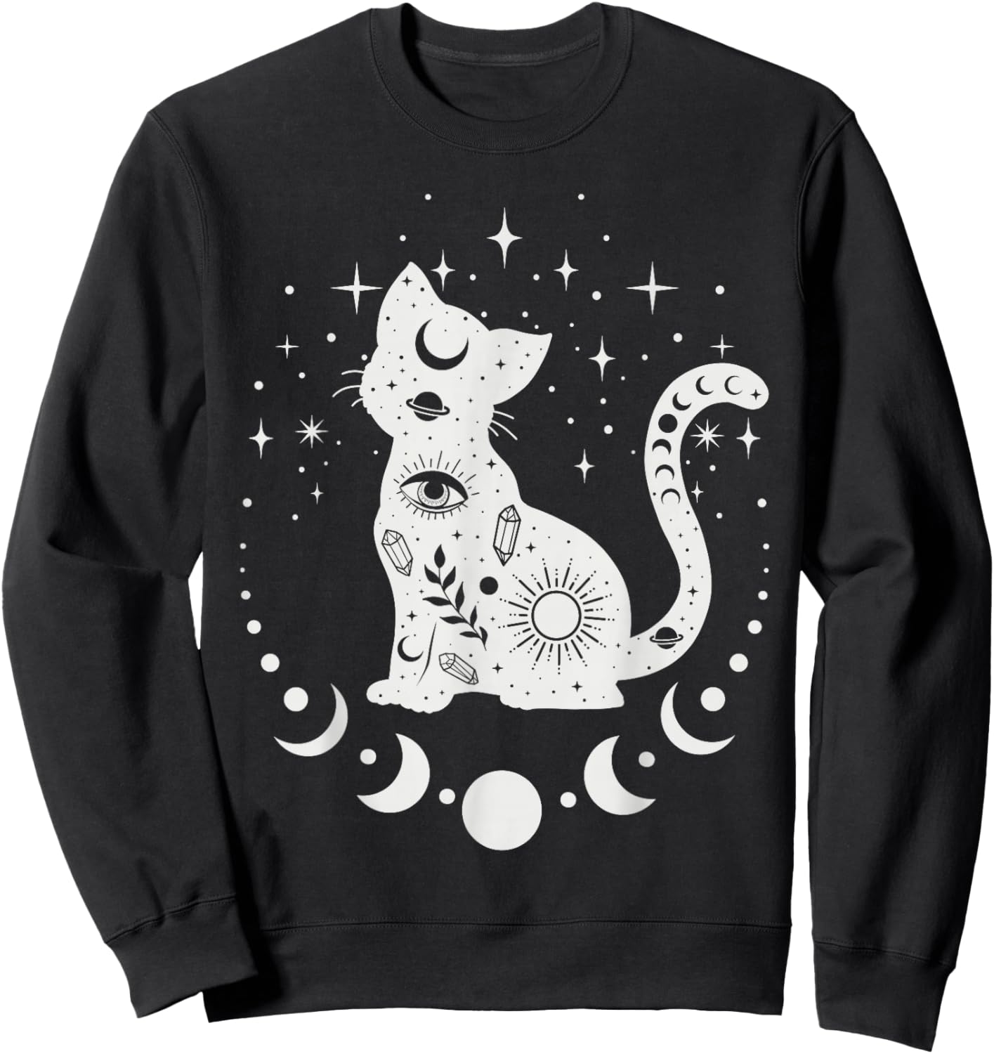 Celestial Cat, Astrology Cat, Spiritual Cat Sweatshirt - Sweatshirt | Black
