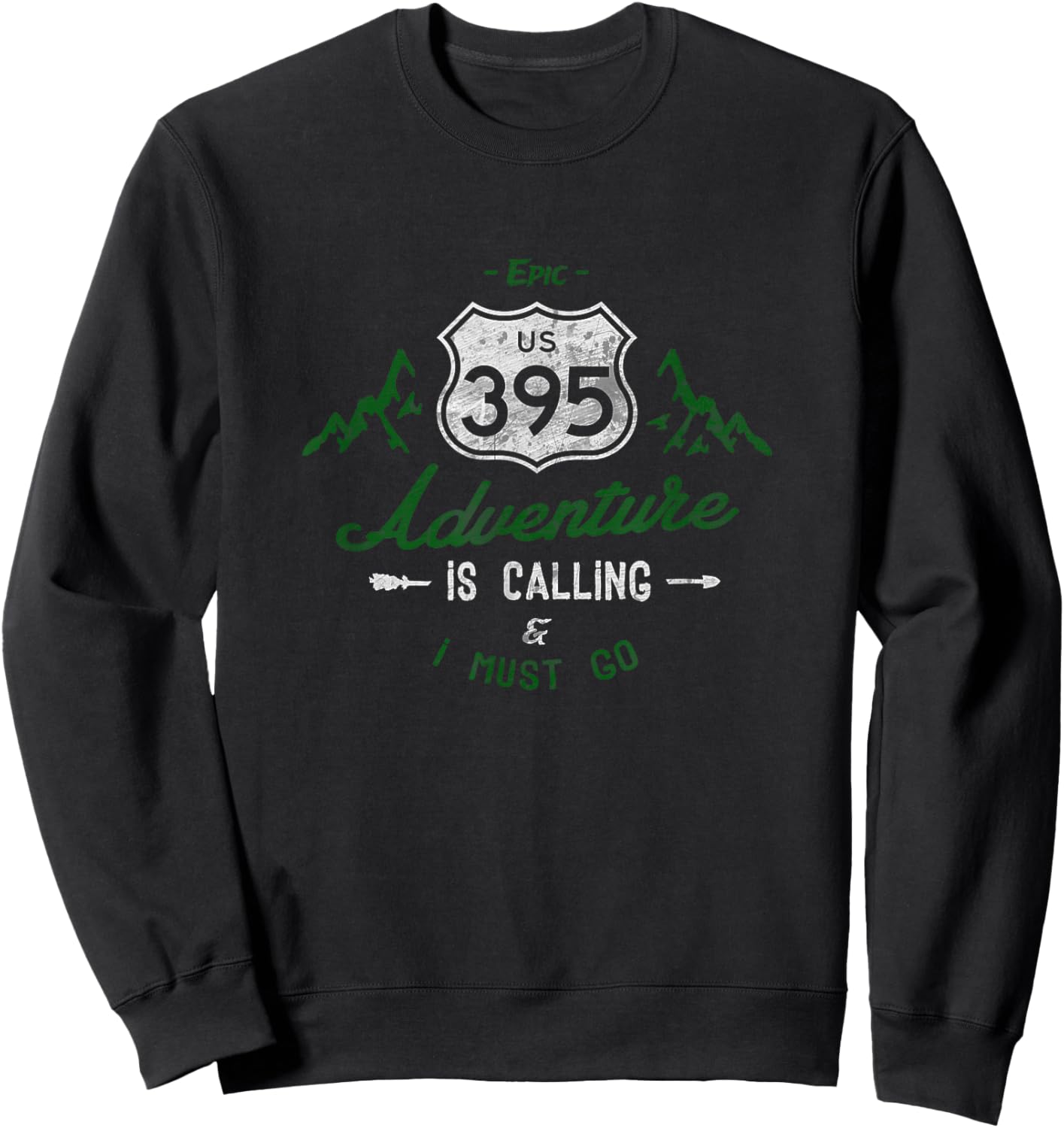 California Highway 395 Eastern Sierra Hiking Adventure Club Sweatshirt - Sweatshirt | Black