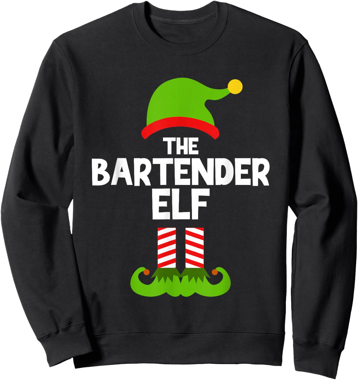 Funny The Bartender Elf Christmas Family Party Pajama Sweatshirt - Sweatshirt | Black